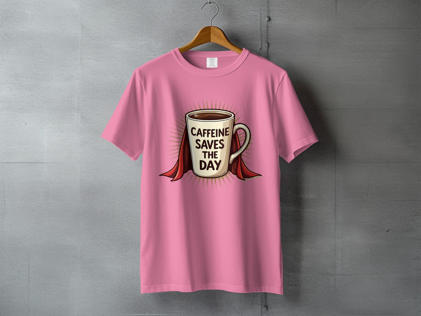 Caffeine Saves The Day Graphic Novelty Tee Top T-Shirt - IconVexa