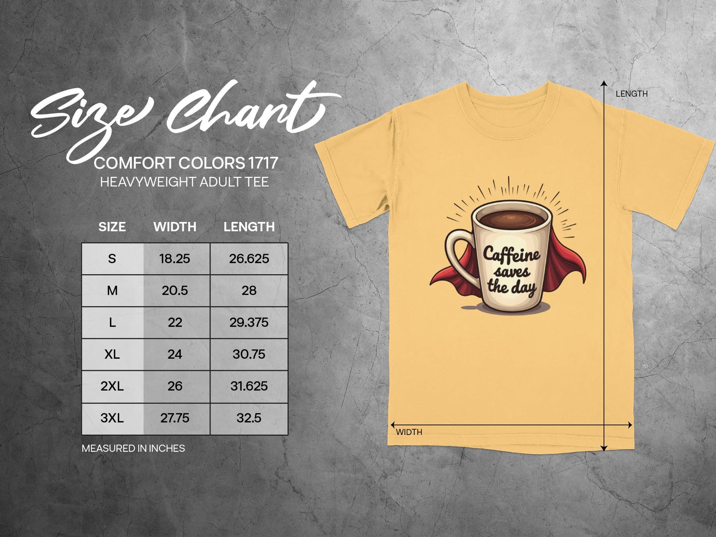 Caffeine Saves the Day Super Coffee Graphic Print T-Shirt - IconVexa