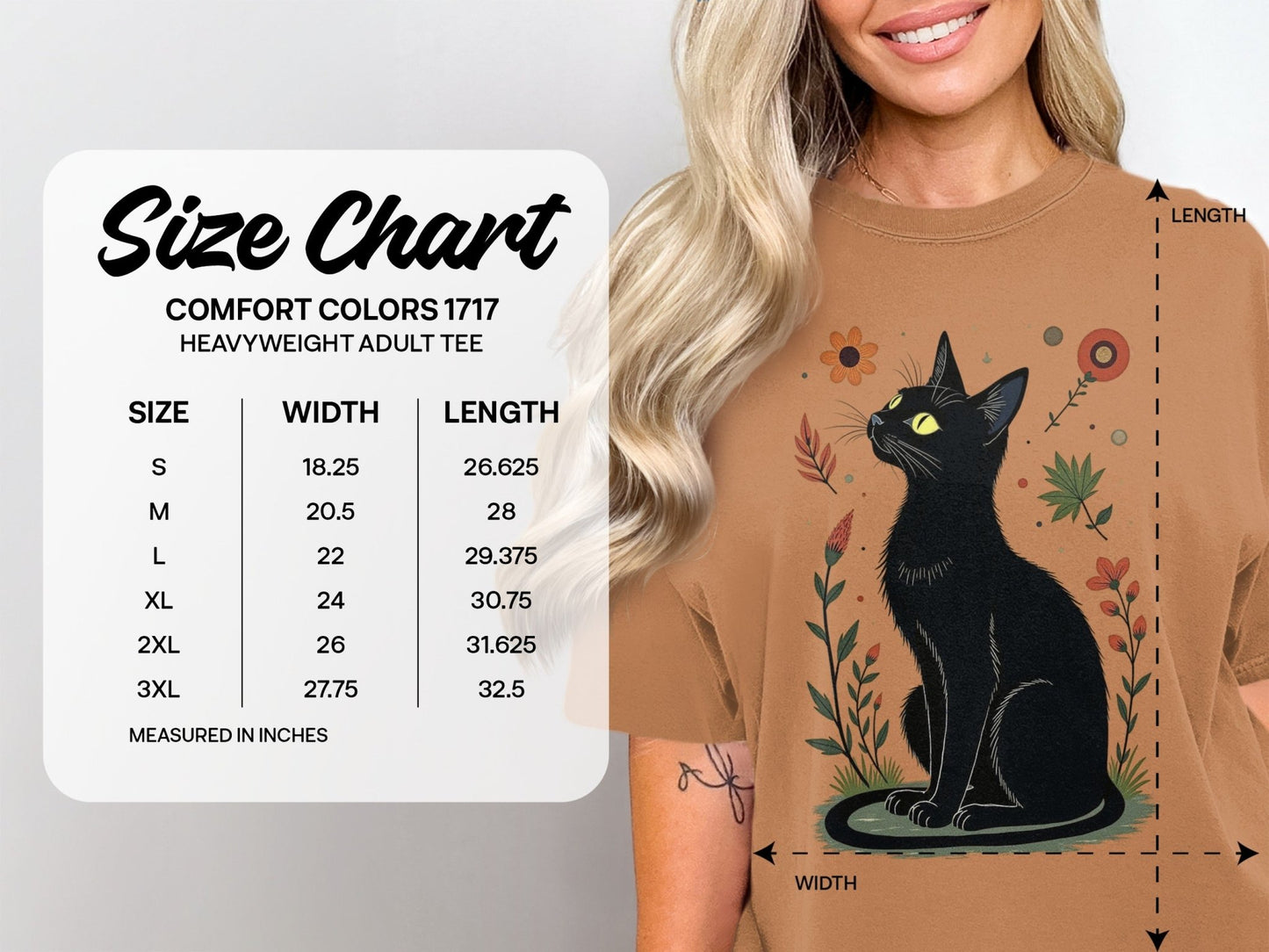 Cat in Floral Garden Graphic Crewneck Lavender T-Shirt - IconVexa