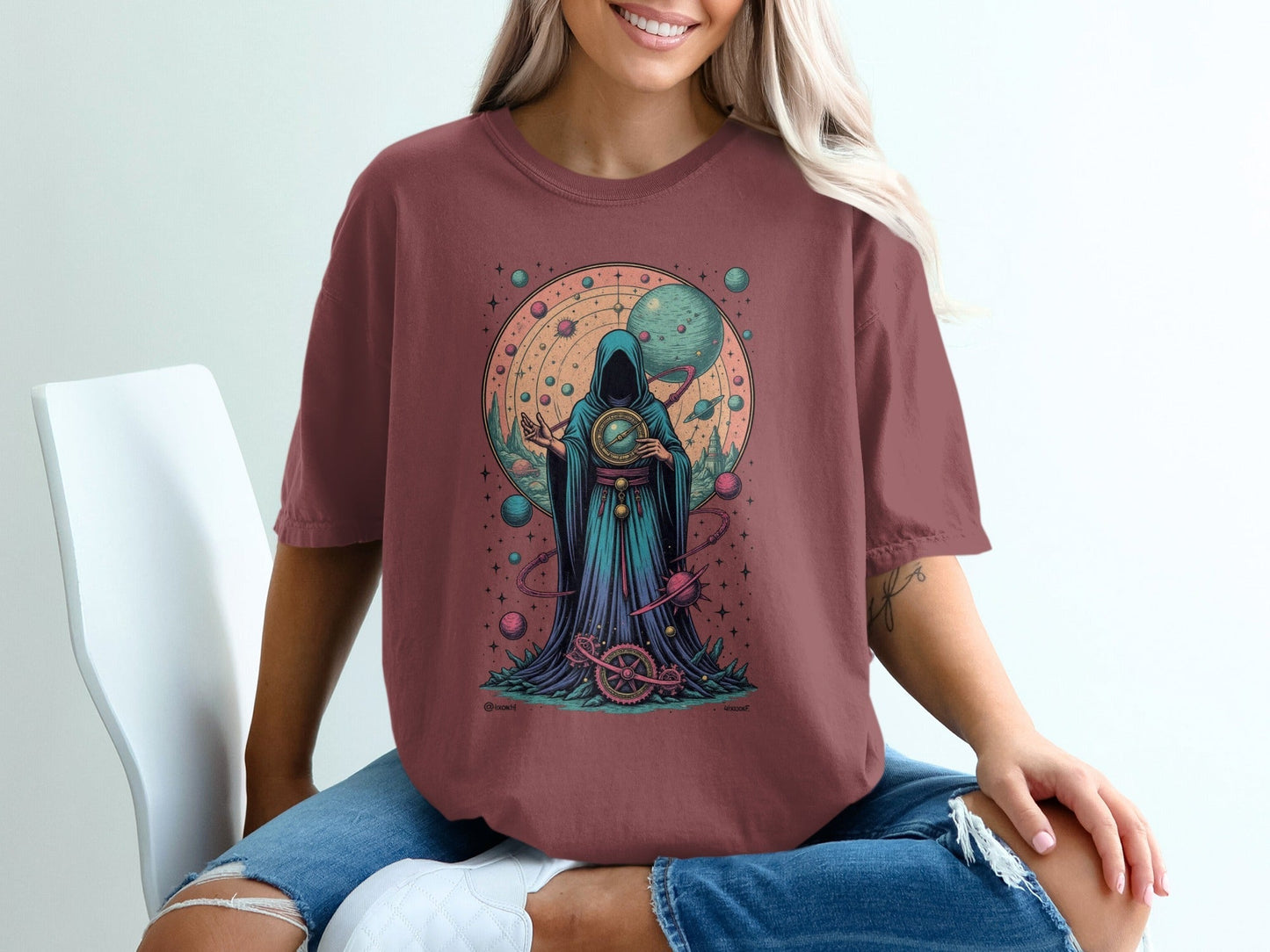 Celestial Navigator Mysterious Figure Graphic Unisex T-Shirt - IconVexa
