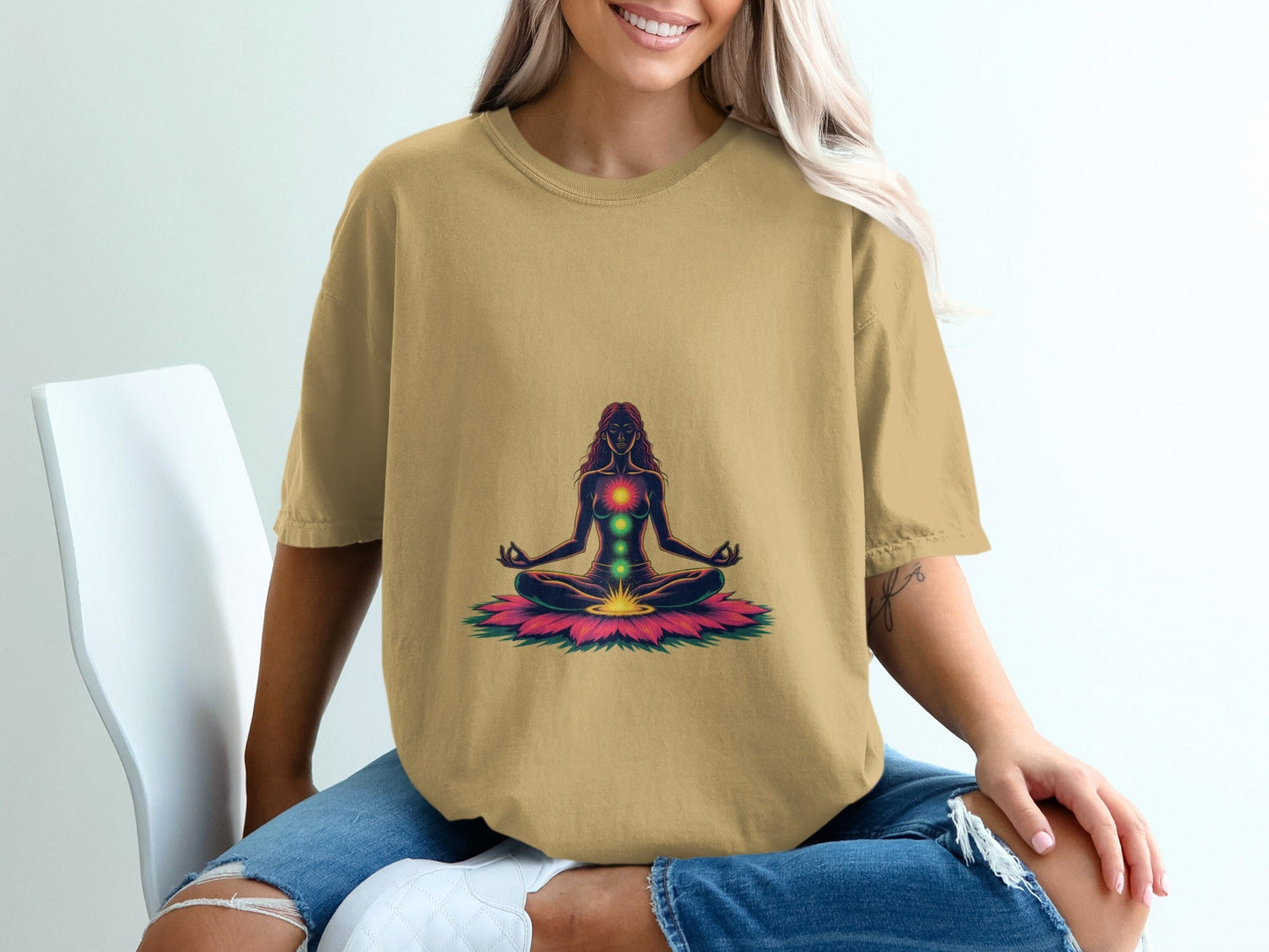 Chakra Balance Meditation Woman Lotus Flower Unisex T-Shirt - IconVexa