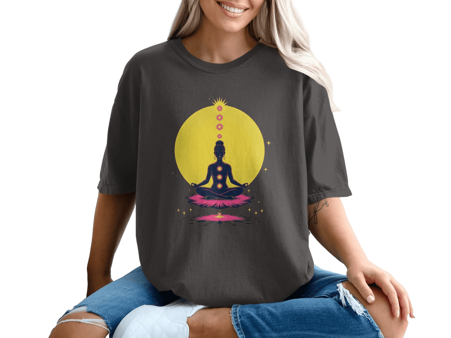 Chakra Meditation Lotus Position Spiritual Inner Peace T-Shirt - IconVexa