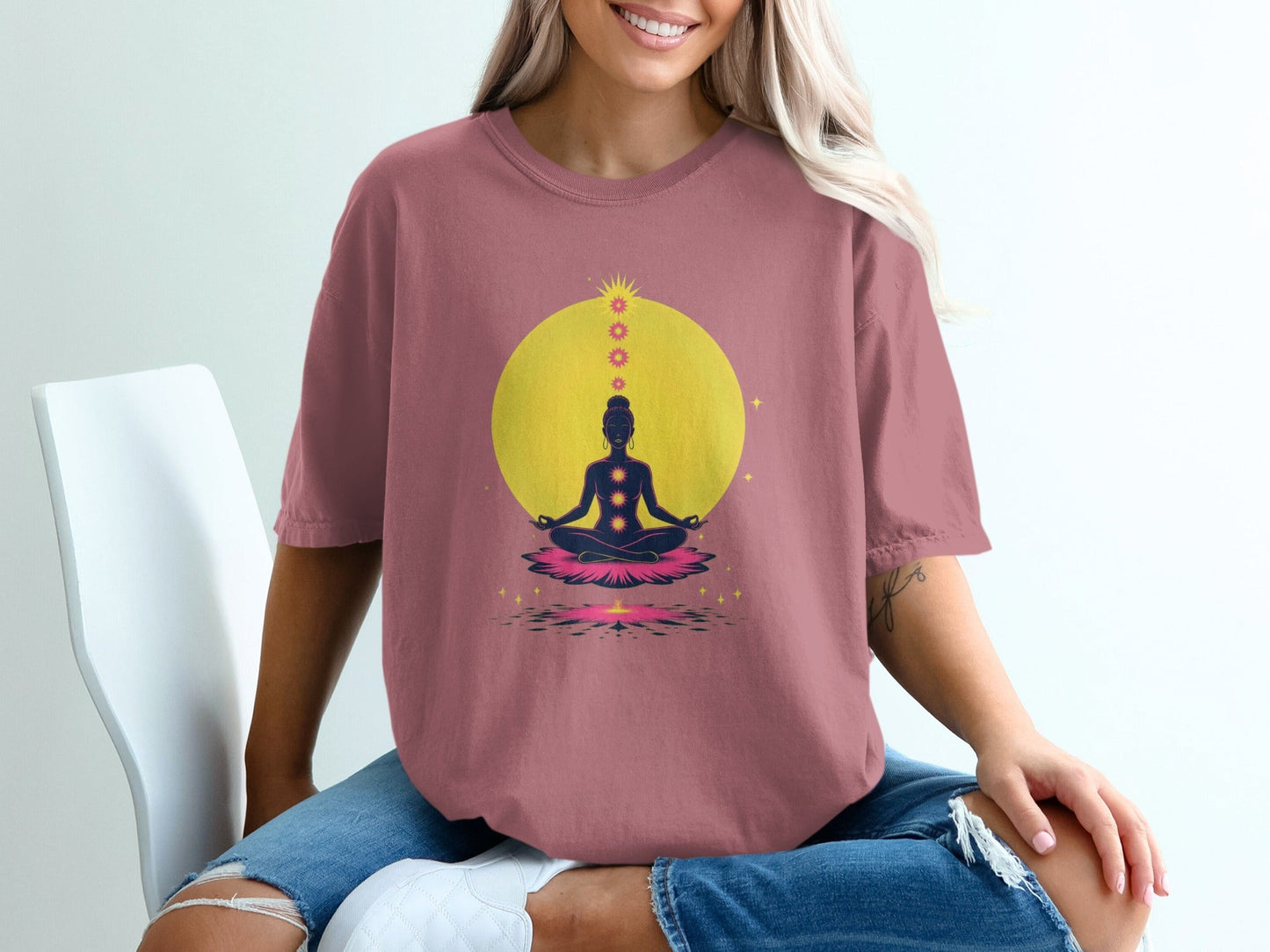 Chakra Meditation Lotus Position Spiritual Inner Peace T-Shirt - IconVexa