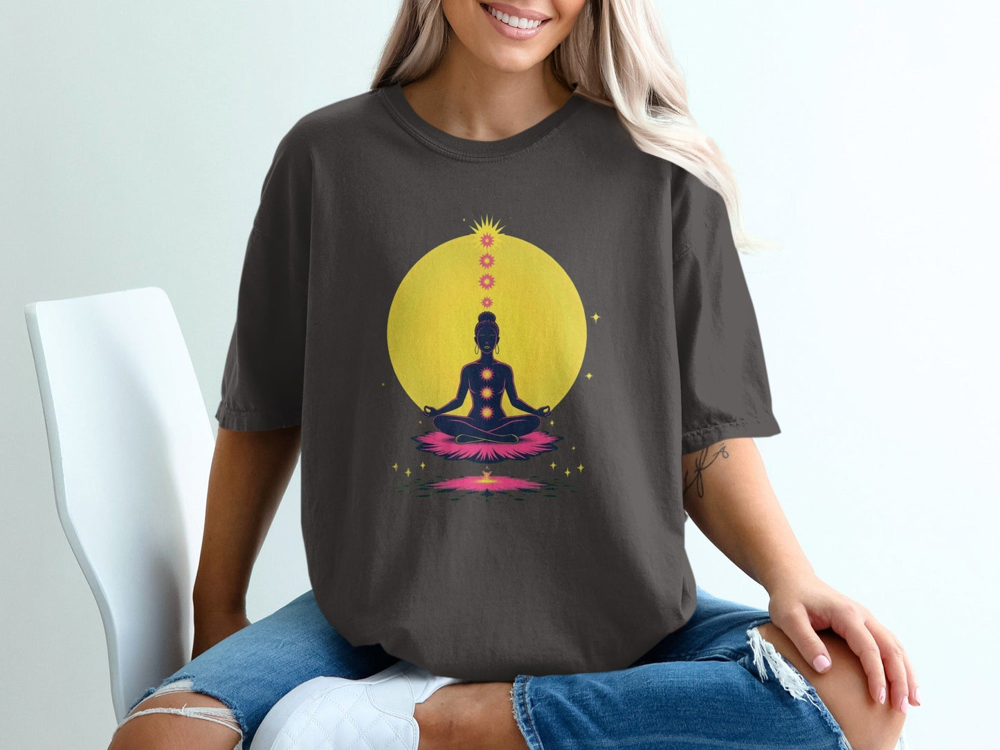 Chakra Meditation Lotus Position Spiritual Inner Peace T-Shirt - IconVexa