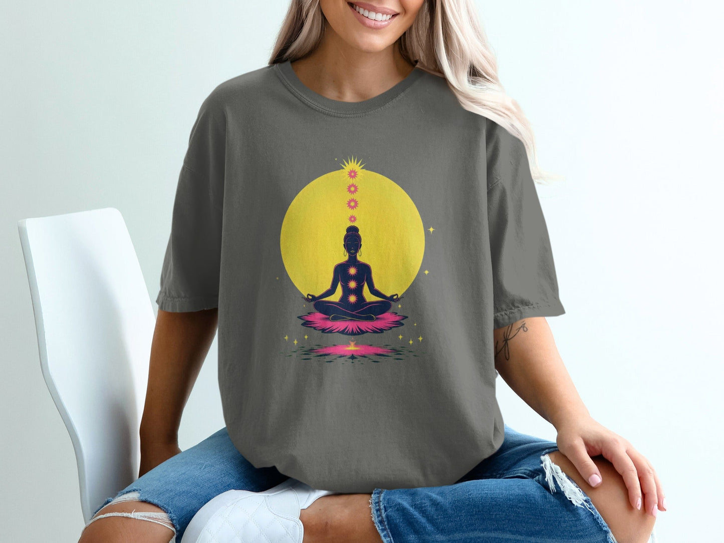 Chakra Meditation Lotus Position Spiritual Inner Peace T-Shirt - IconVexa