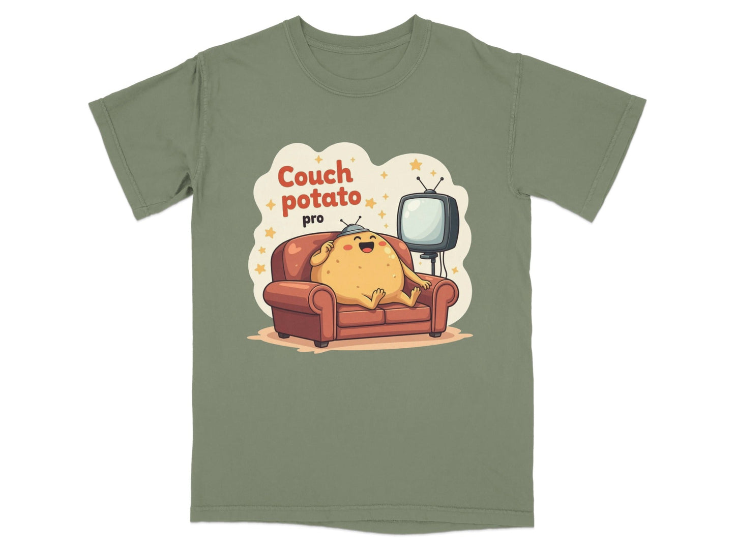 Couch Potato Pro Funny Graphic Design Novelty T-Shirt - IconVexa