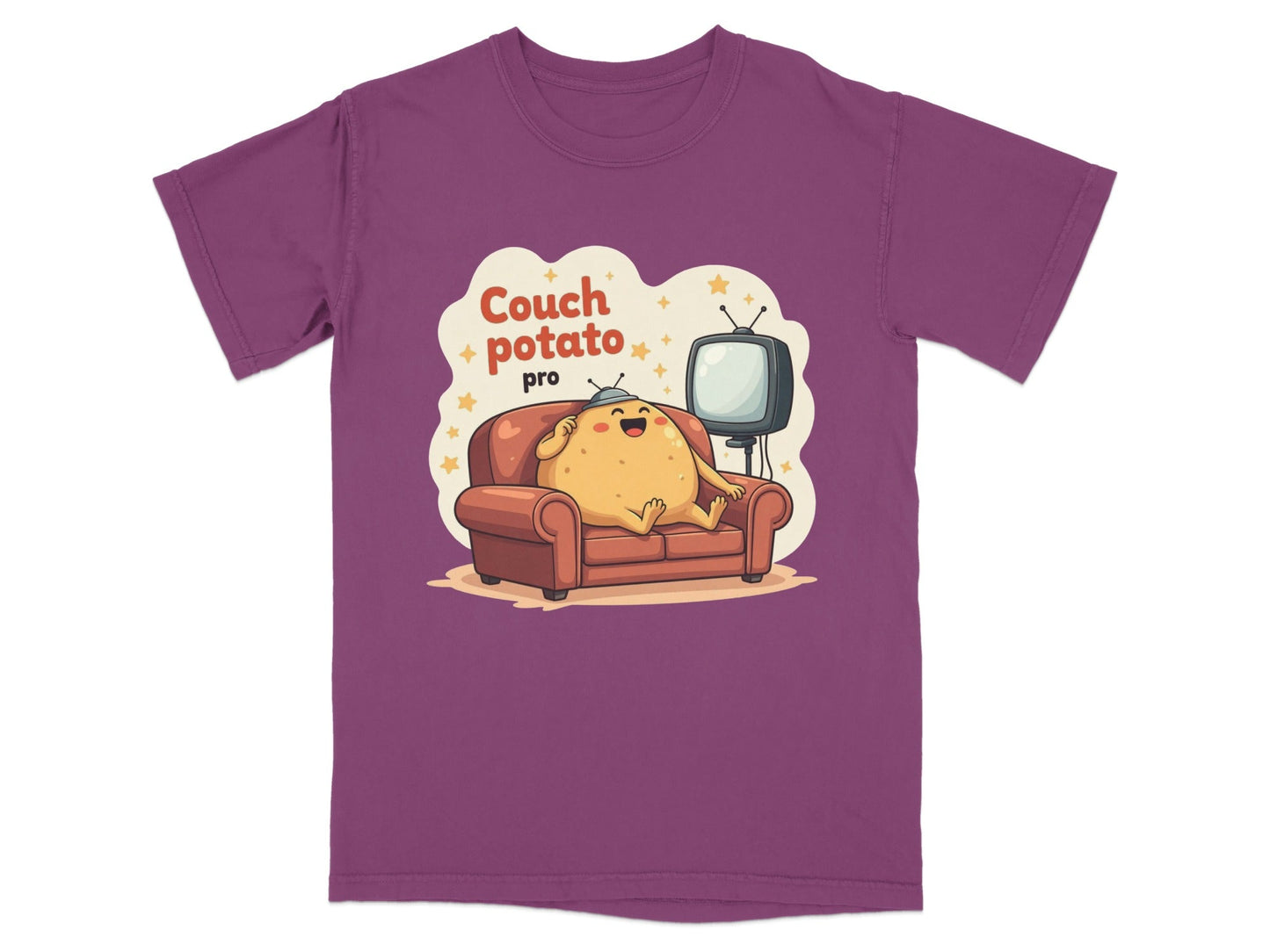 Couch Potato Pro Funny Graphic Design Novelty T-Shirt - IconVexa