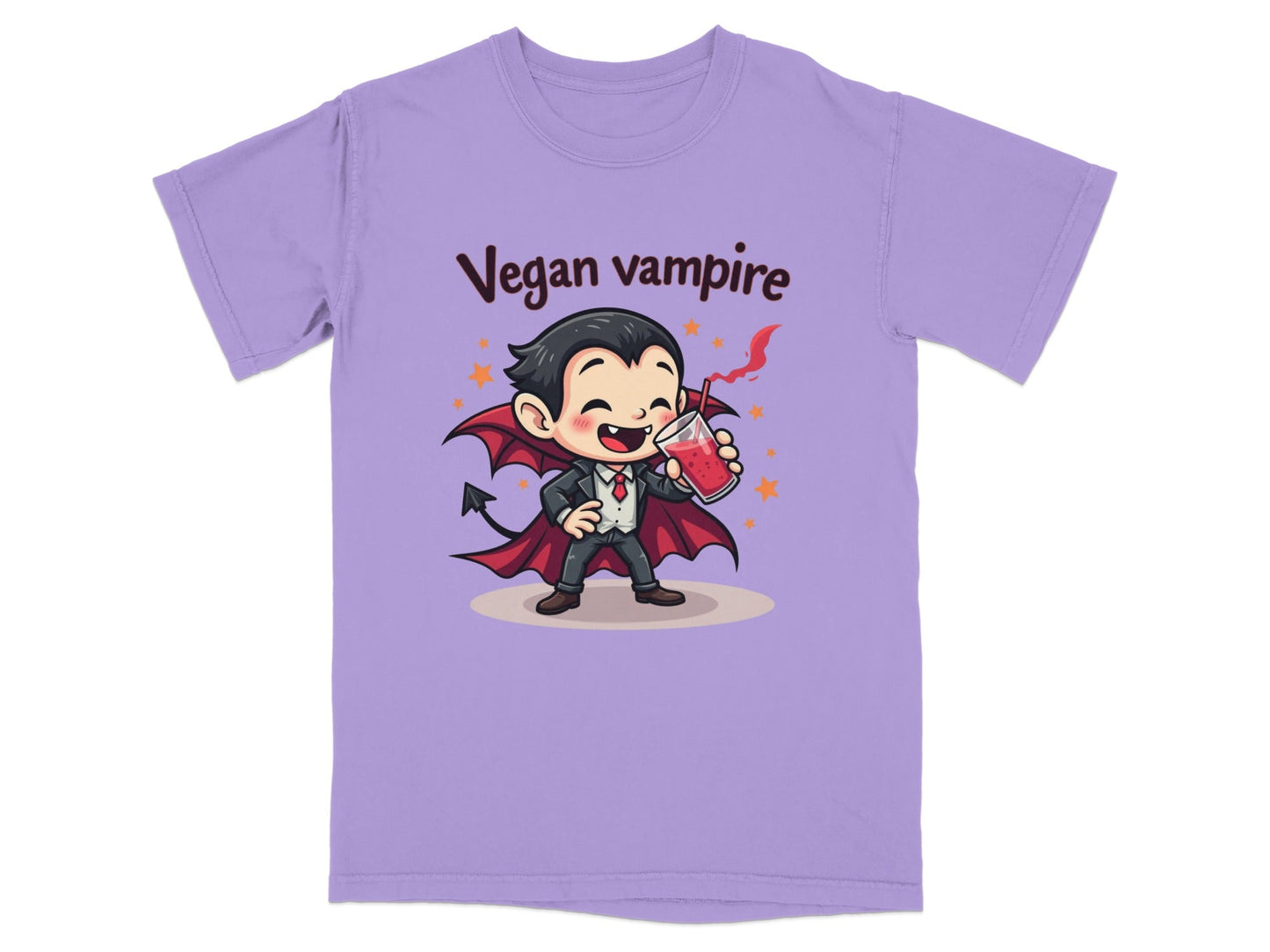 Cute Vegan Vampire Cartoon Character Graphic Art T-Shirt - IconVexa