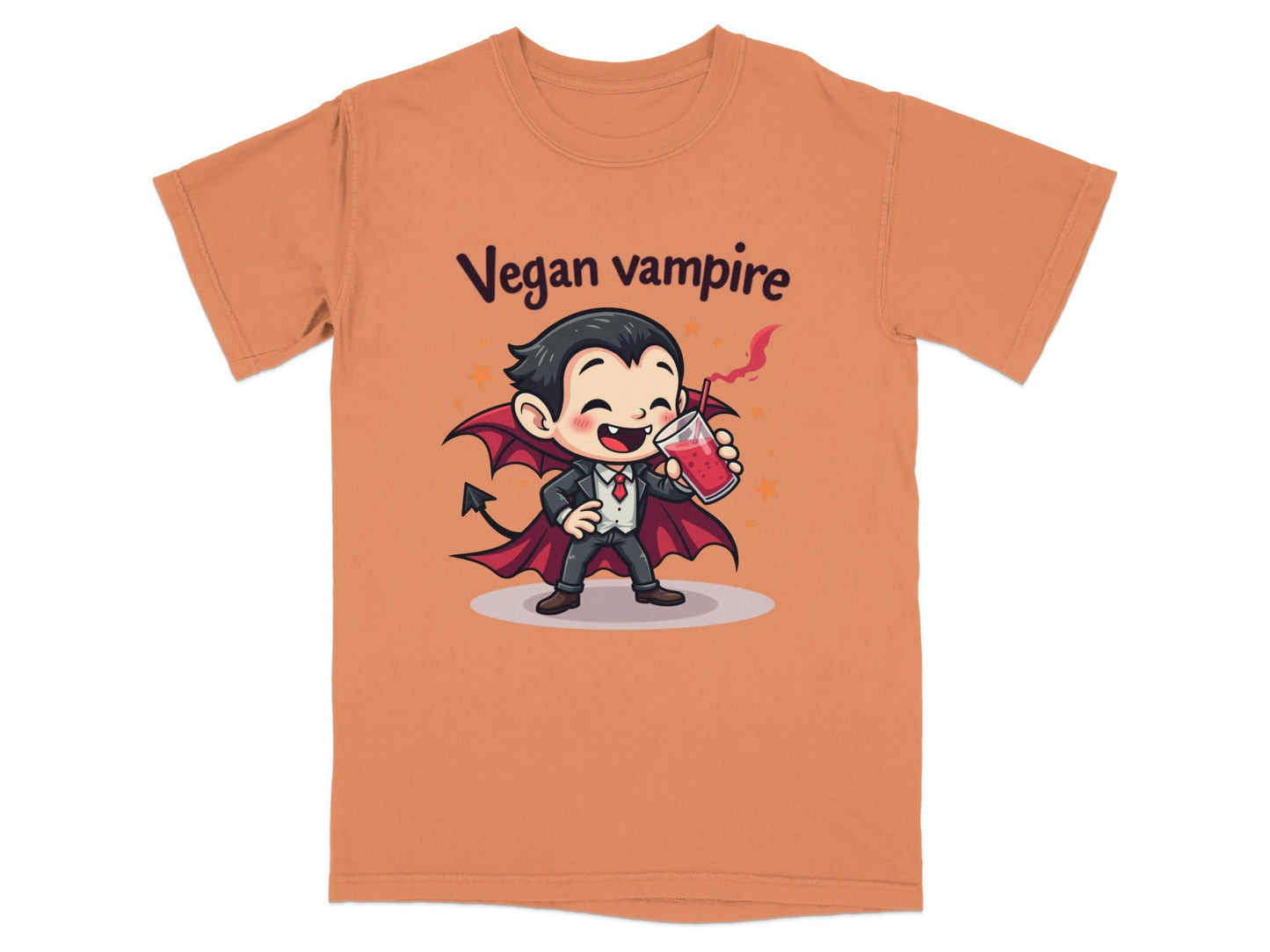 Cute Vegan Vampire Cartoon Character Graphic Art T-Shirt - IconVexa