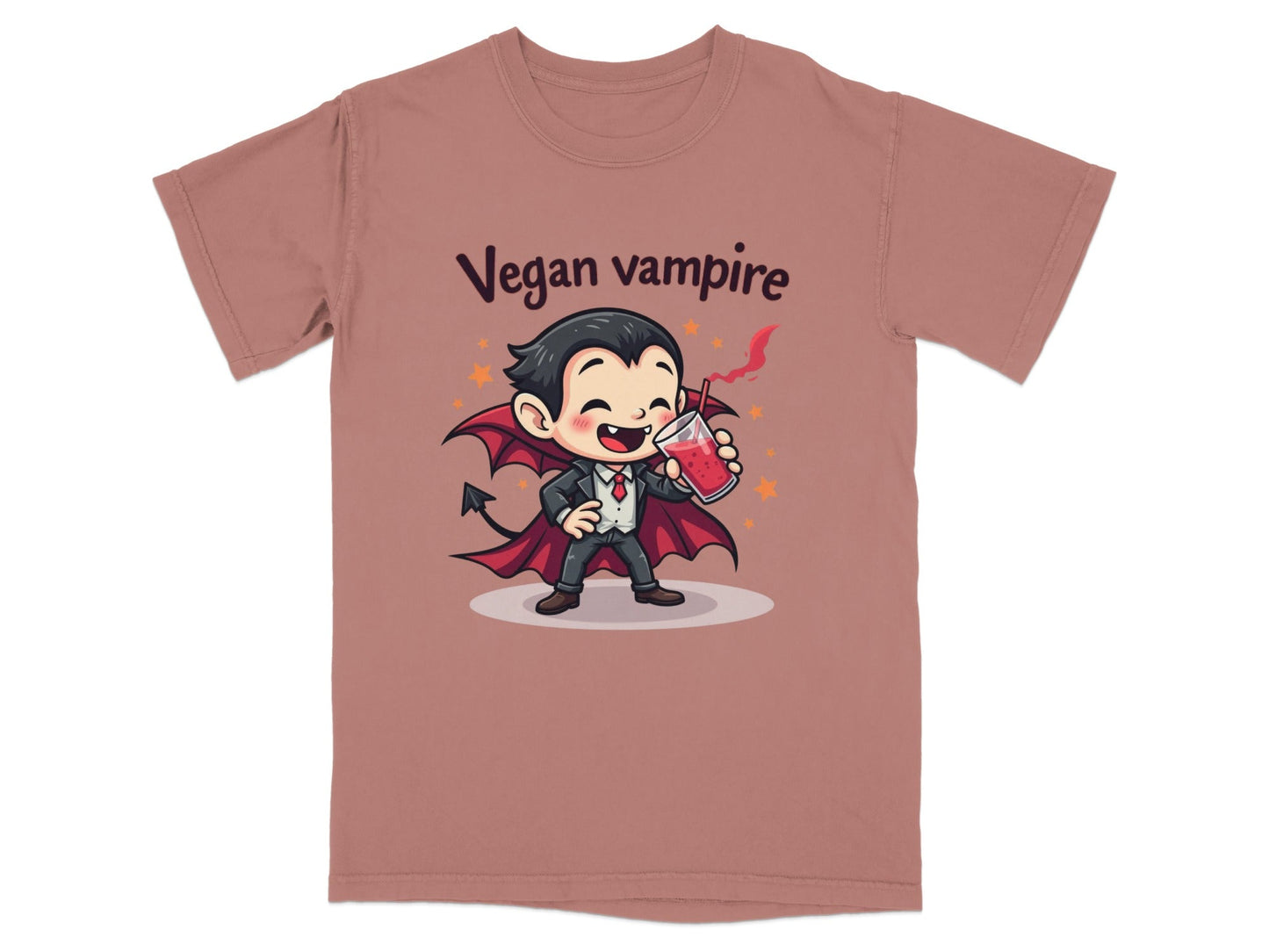 Cute Vegan Vampire Cartoon Character Graphic Art T-Shirt - IconVexa