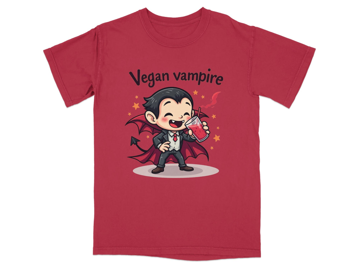 Cute Vegan Vampire Cartoon Character Graphic Art T-Shirt - IconVexa