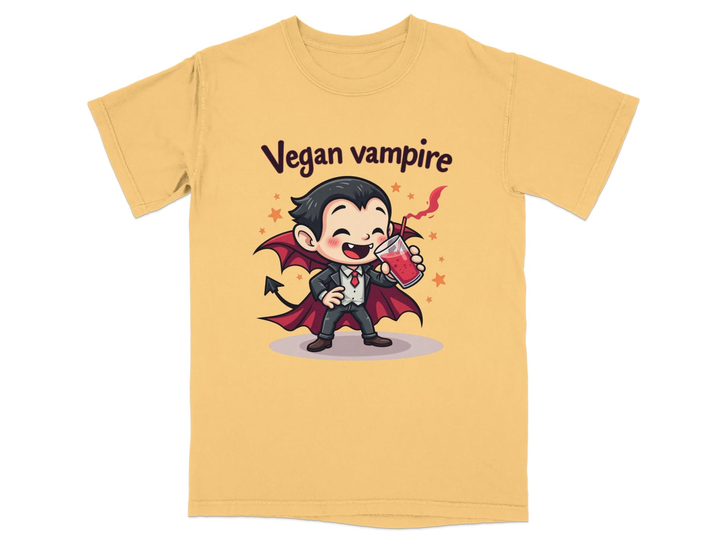 Cute Vegan Vampire Cartoon Character Graphic Art T-Shirt - IconVexa