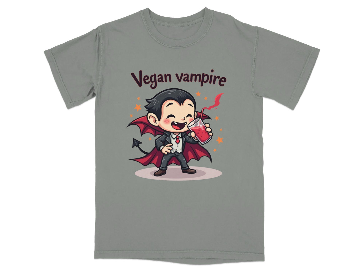 Cute Vegan Vampire Cartoon Character Graphic Art T-Shirt - IconVexa