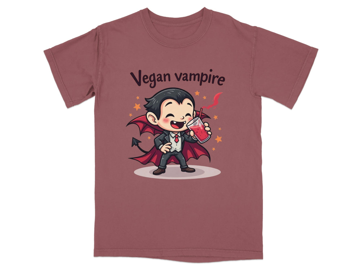 Cute Vegan Vampire Cartoon Character Graphic Art T-Shirt - IconVexa