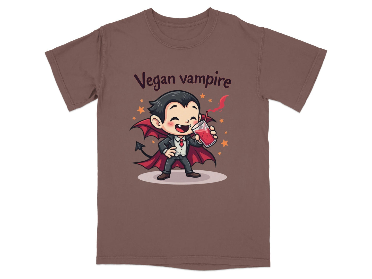 Cute Vegan Vampire Cartoon Character Graphic Art T-Shirt - IconVexa