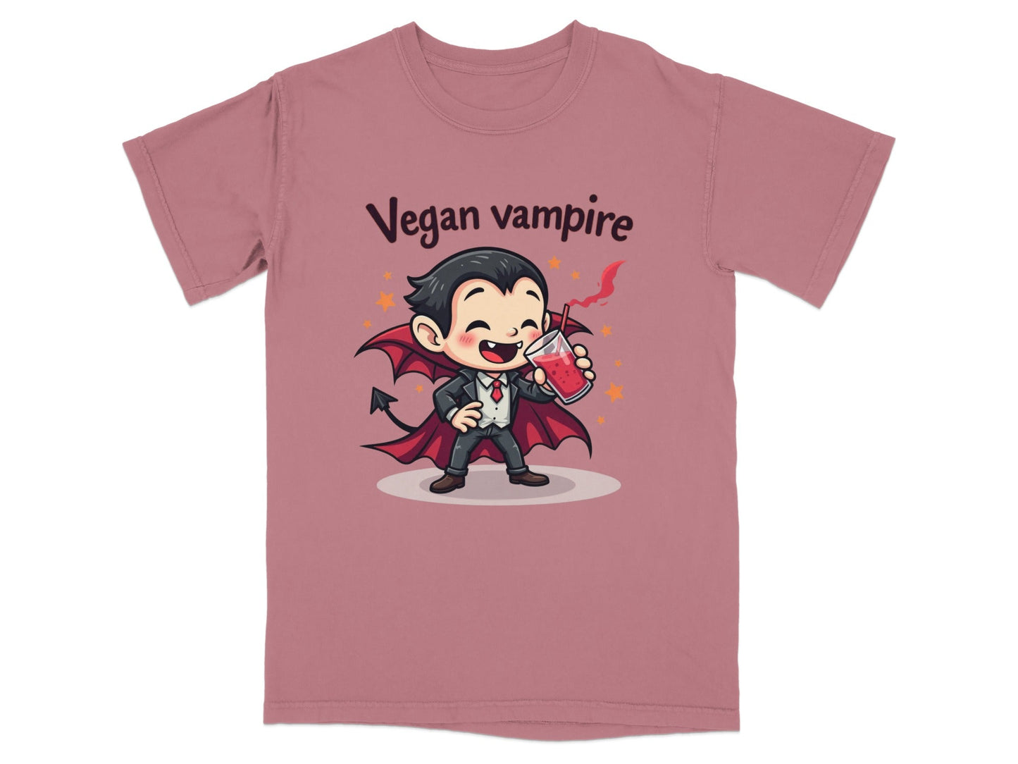 Cute Vegan Vampire Cartoon Character Graphic Art T-Shirt - IconVexa