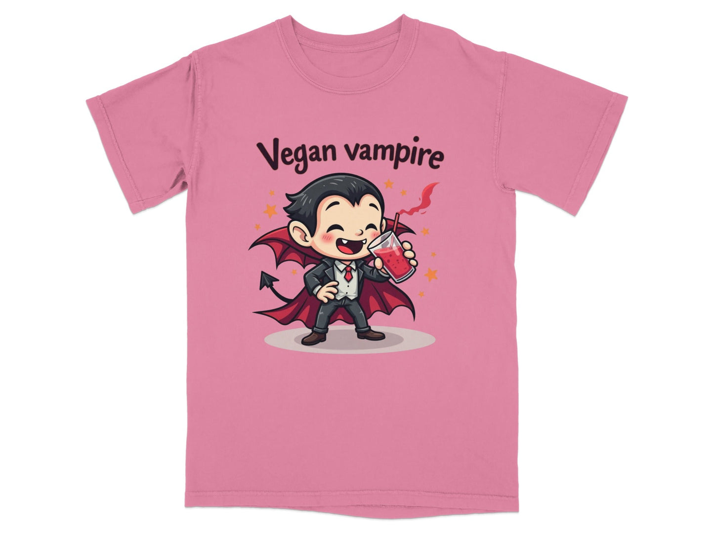 Cute Vegan Vampire Cartoon Character Graphic Art T-Shirt - IconVexa
