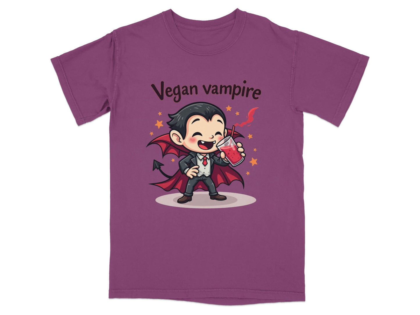 Cute Vegan Vampire Cartoon Character Graphic Art T-Shirt - IconVexa