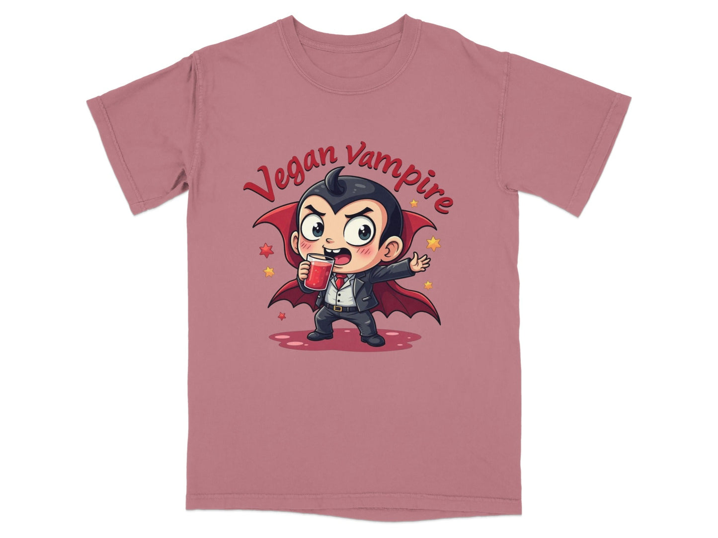 Cute Vegan Vampire Cartoon with Juice Graphic T-Shirt - IconVexa