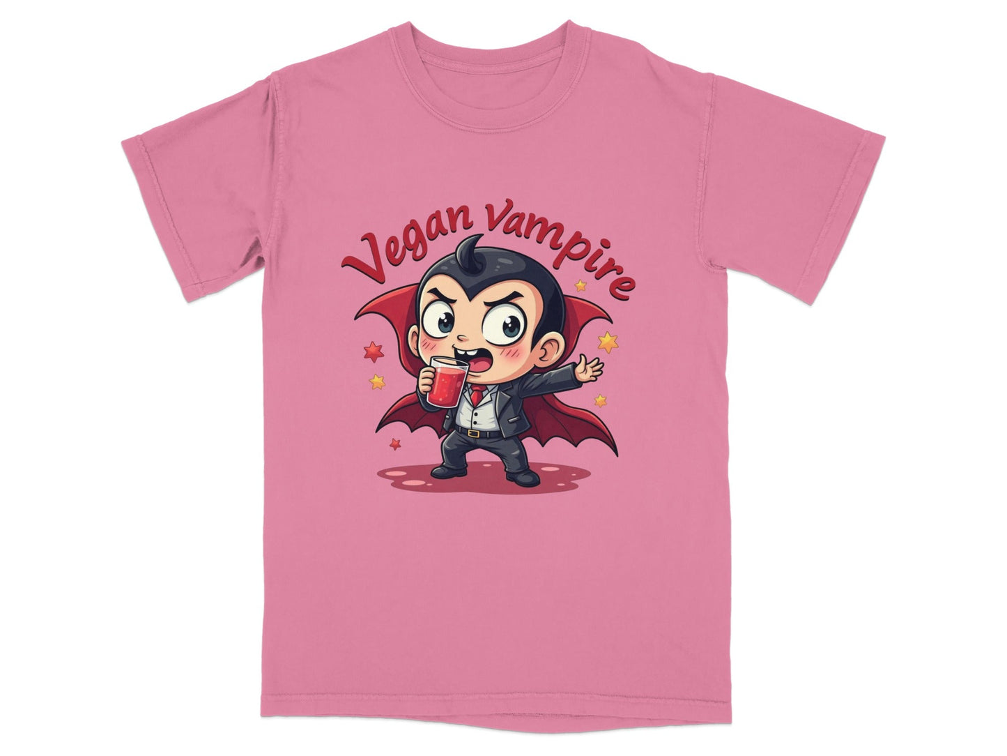 Cute Vegan Vampire Cartoon with Juice Graphic T-Shirt - IconVexa
