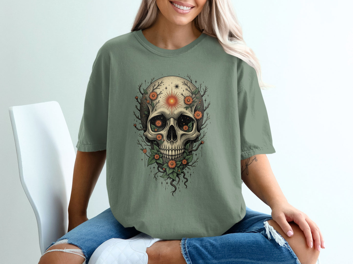 Skull with Flowers Graphic T-Shirt product type