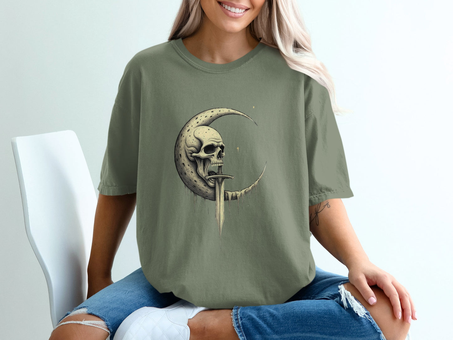 Moon Skull Graphic T-Shirt Casual and Trendy Shirt product