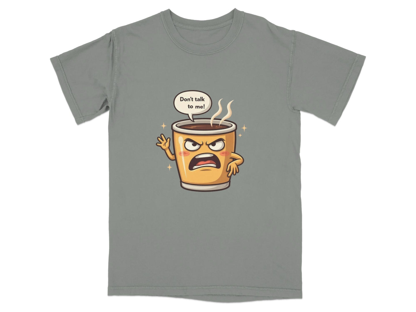 Don't Talk To Me Angry Coffee Cup Cartoon Tee Shirt - IconVexa