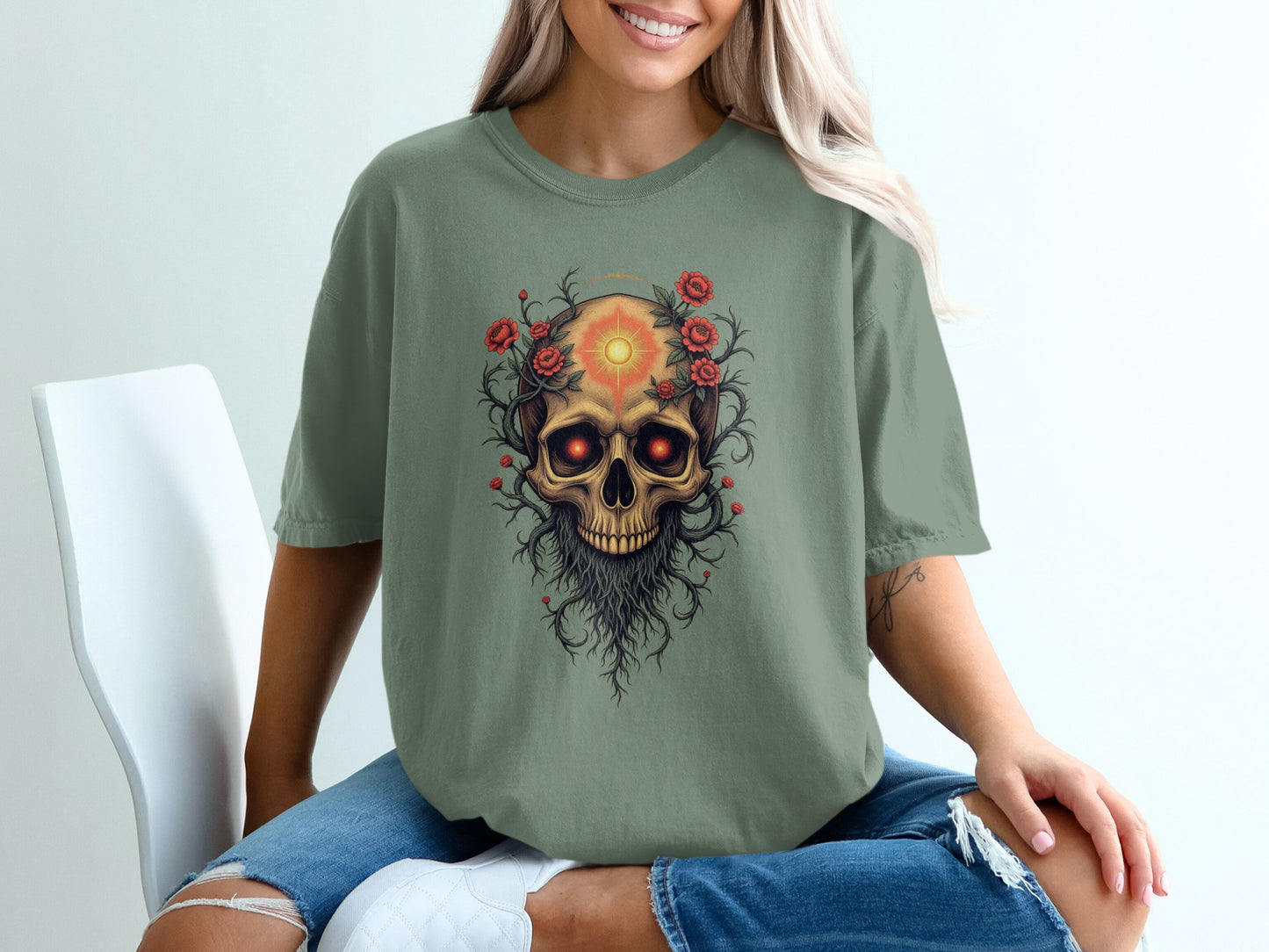 Skull with Rose Design Unisex Comfortable Fit T-shirt product