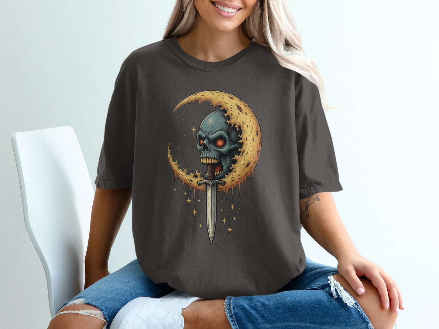 Skull and Moon Illustration Graphic Tee product type