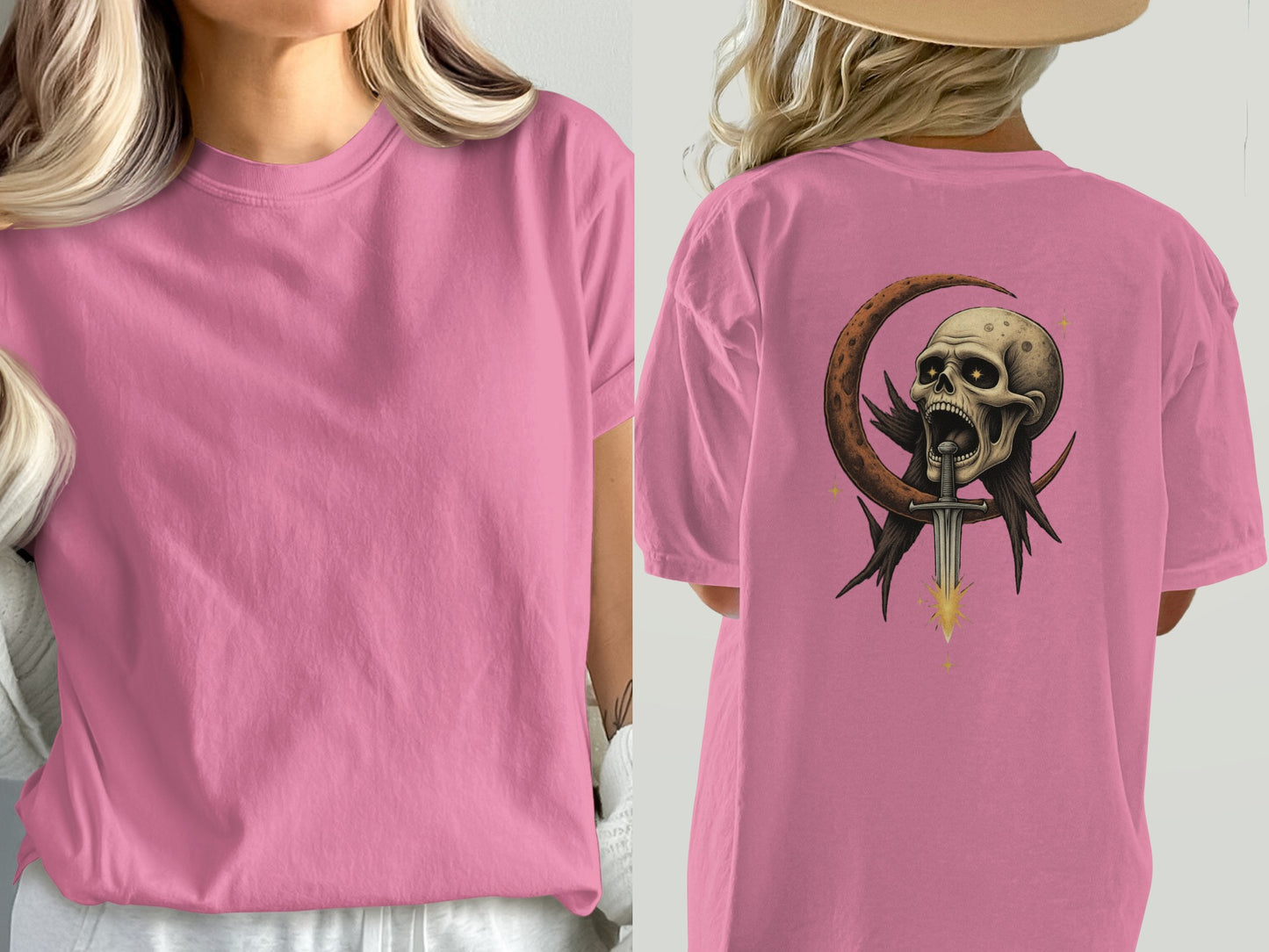 Pink T-shirt with Skull and Dagger Graphic product type