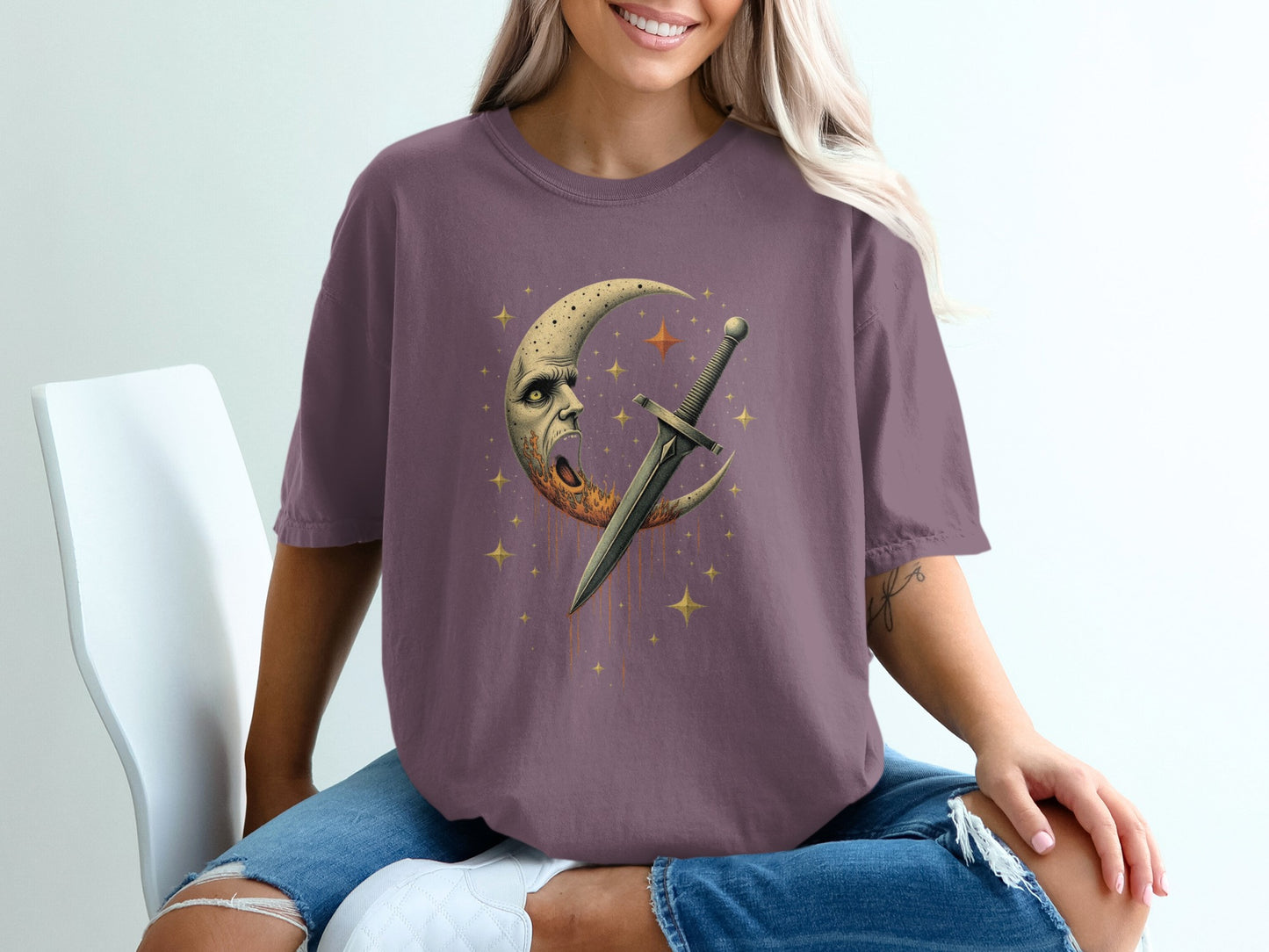 Celestial Moon Dagger Graphic Design T-Shirt product