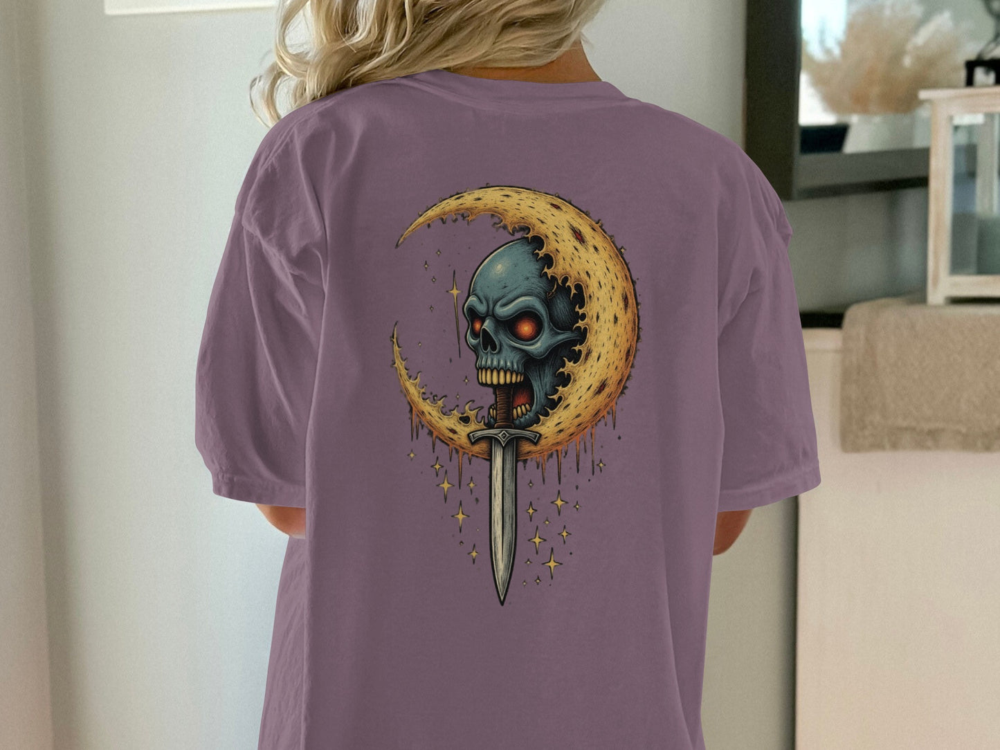 Skull Moon and Dagger Graphic Printed T-shirt product