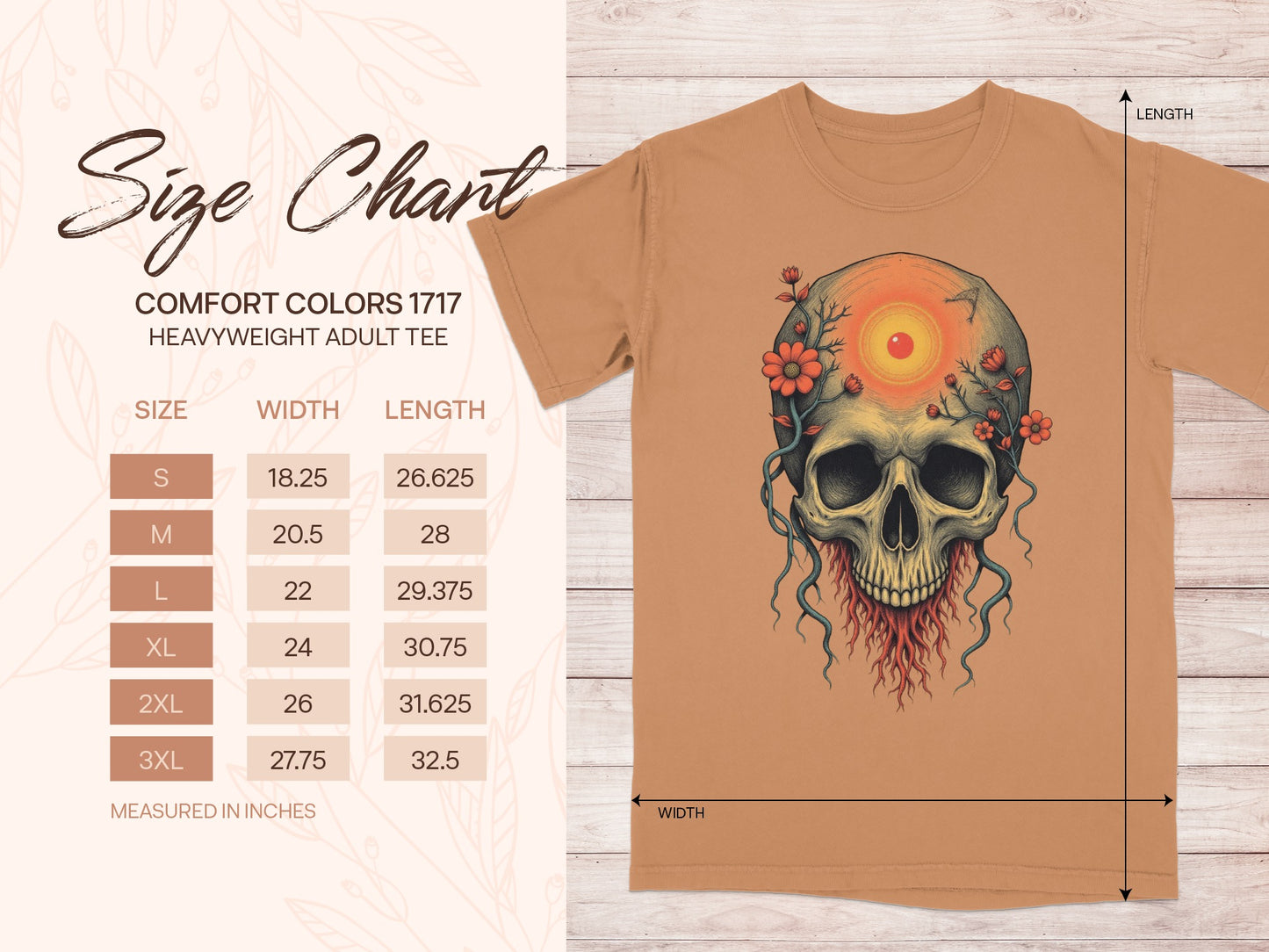 Sun and Flowers Skull Design Comfortable Adult Tee product type