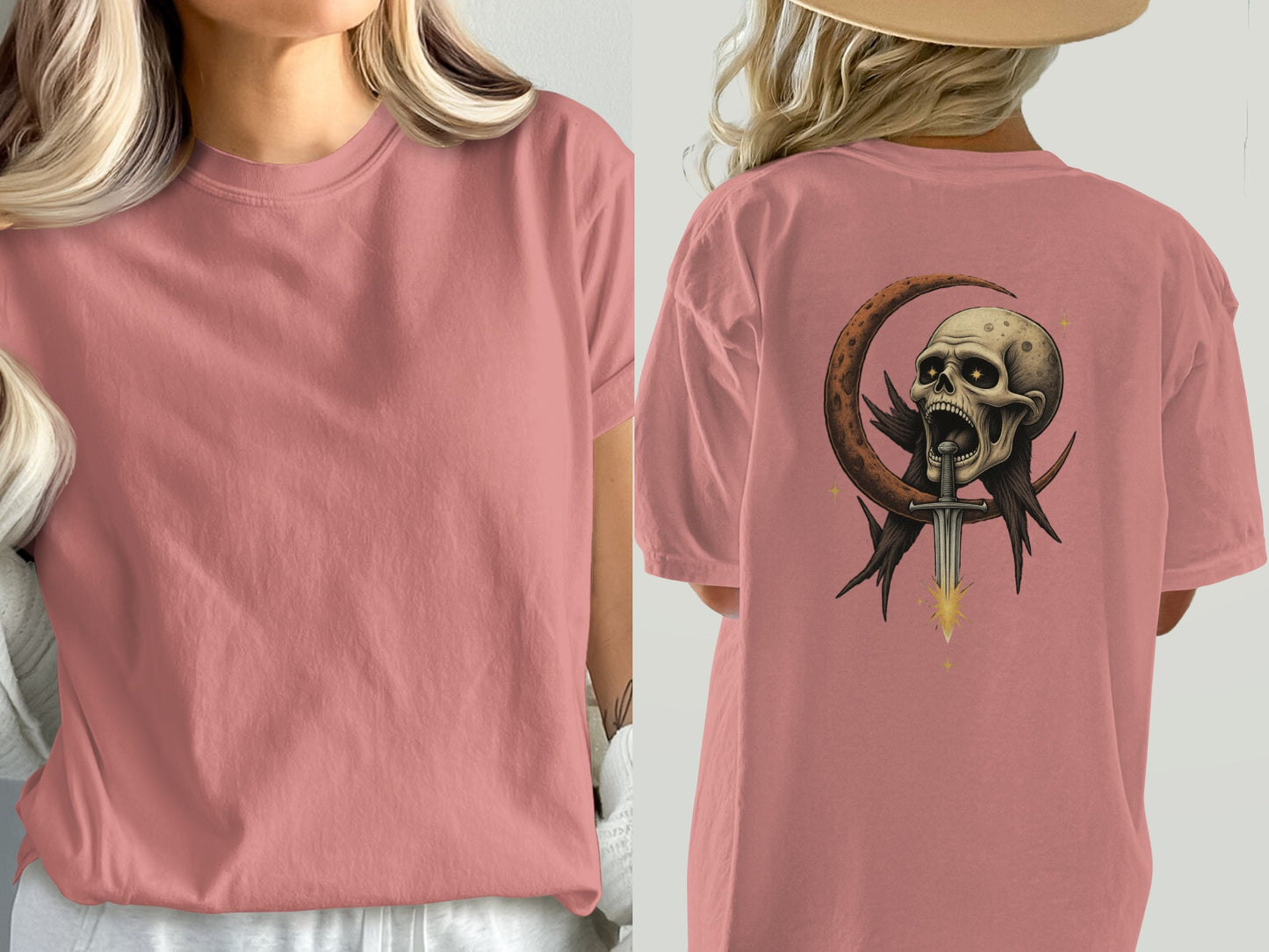 Gothic Skull and Dagger Graphic Tee Shirt product type