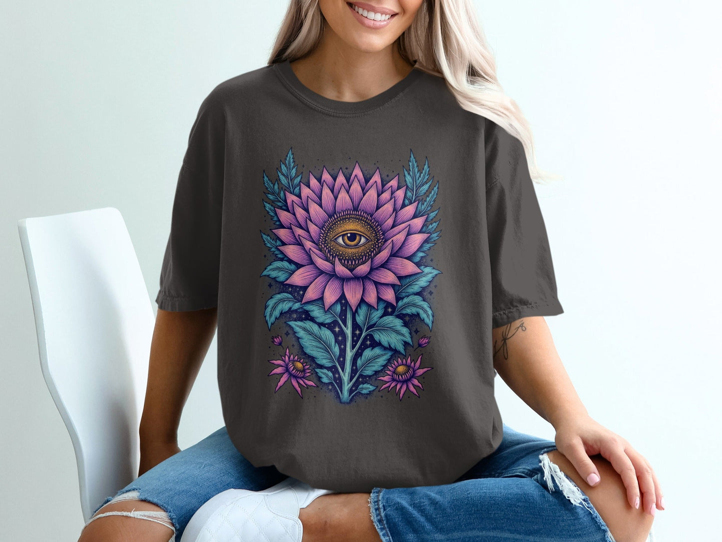 Floral Blossom Vision Eye Trendy Graphic Design T-Shirt - IconVexa