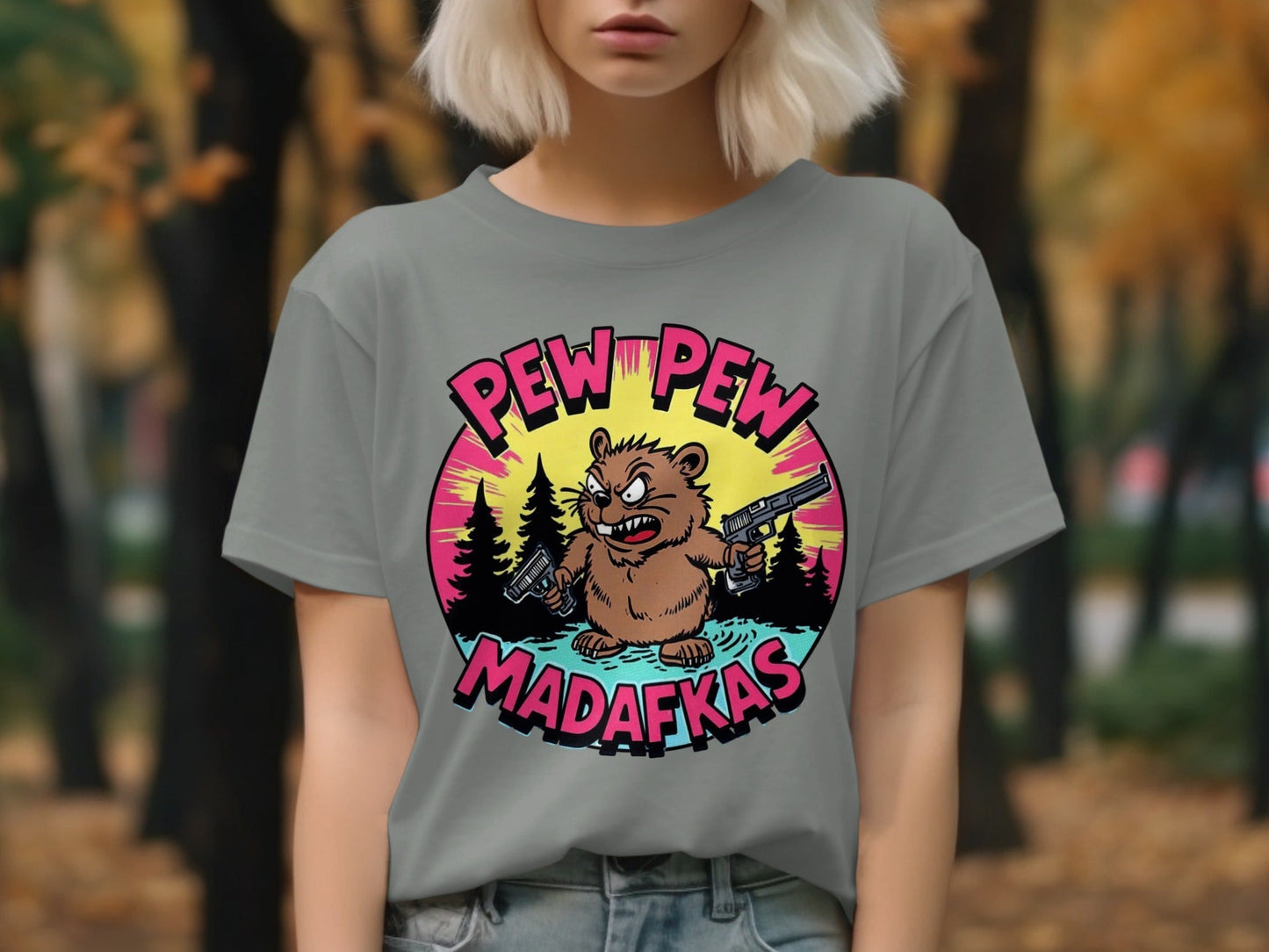 Funny Beaver T-Shirt, Pew Pew Madafkas Tee, Graphic Beaver Shirt, Gift for Beaver Lovers, Cute Animal Shirt, Novelty T-Shirt, Unisex T-Shirt - IconVexa
