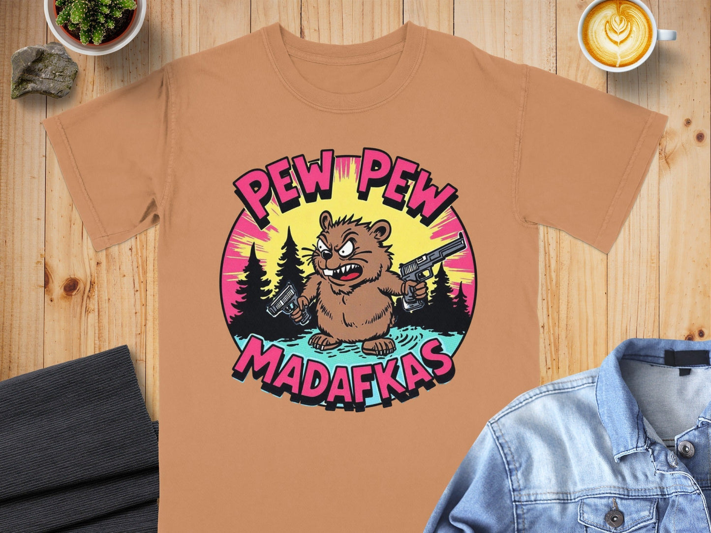 Funny Beaver T-Shirt, Pew Pew Madafkas Tee, Graphic Beaver Shirt, Gift for Beaver Lovers, Cute Animal Shirt, Novelty T-Shirt, Unisex T-Shirt - IconVexa