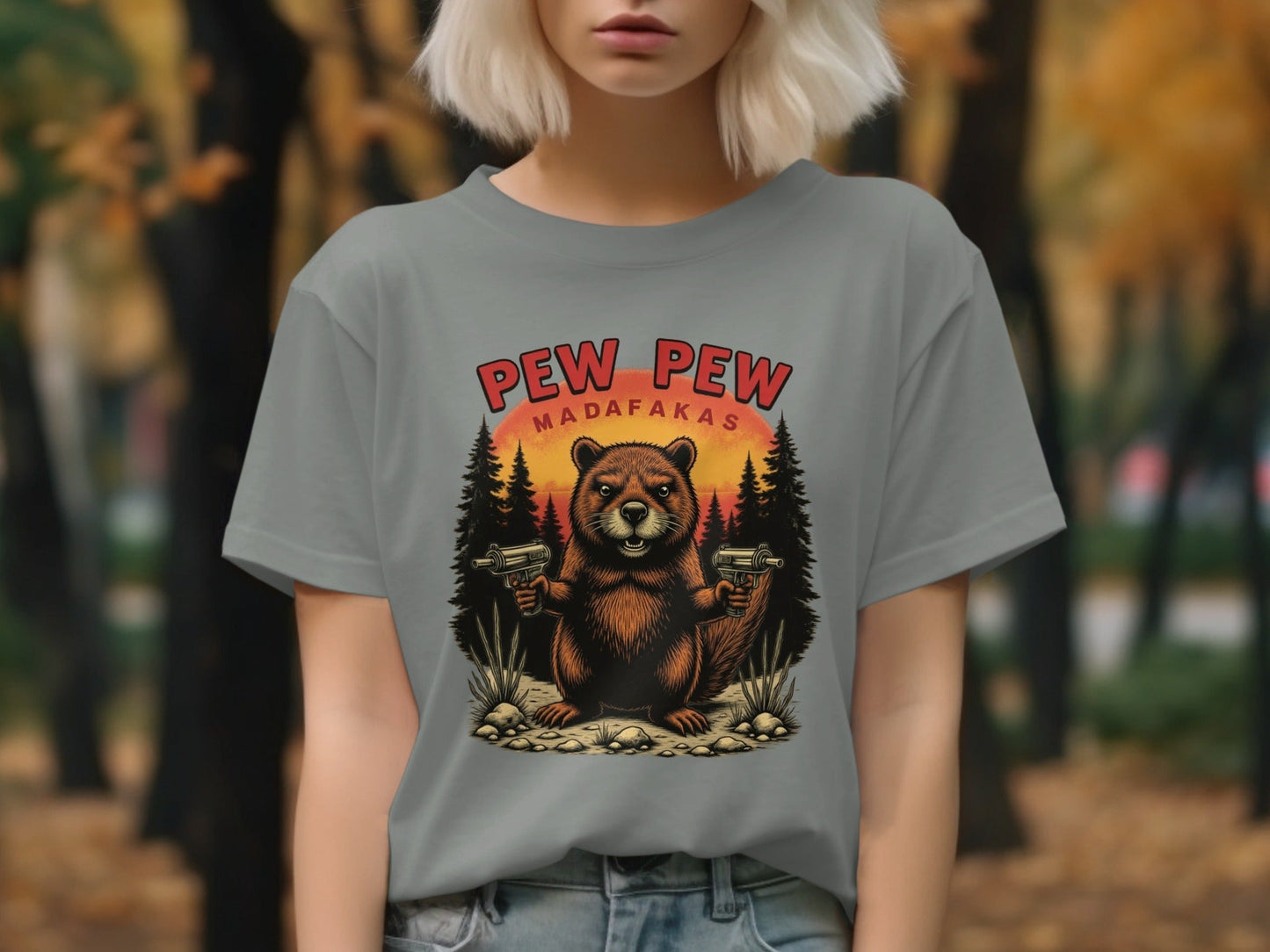 Funny Beaver T Shirt, Pew Pew T-shirt, Sarcastic Tee Shirt, Animal T-Shirt, Meme T-shirt, Novelty Tee, Graphic T-shirt - IconVexa