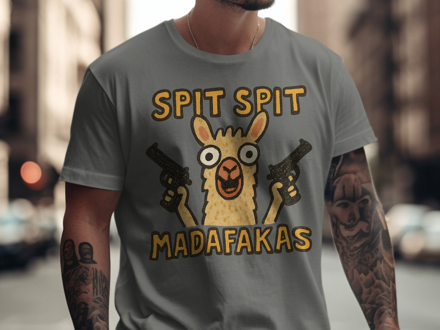Funny Llama T-Shirt, Spit Spit, Madafakas, Novelty Tee, Animal Pun Shirt, Humor T-Shirt, Trendy T-Shirt, Gift Idea, Graphic Tee - IconVexa