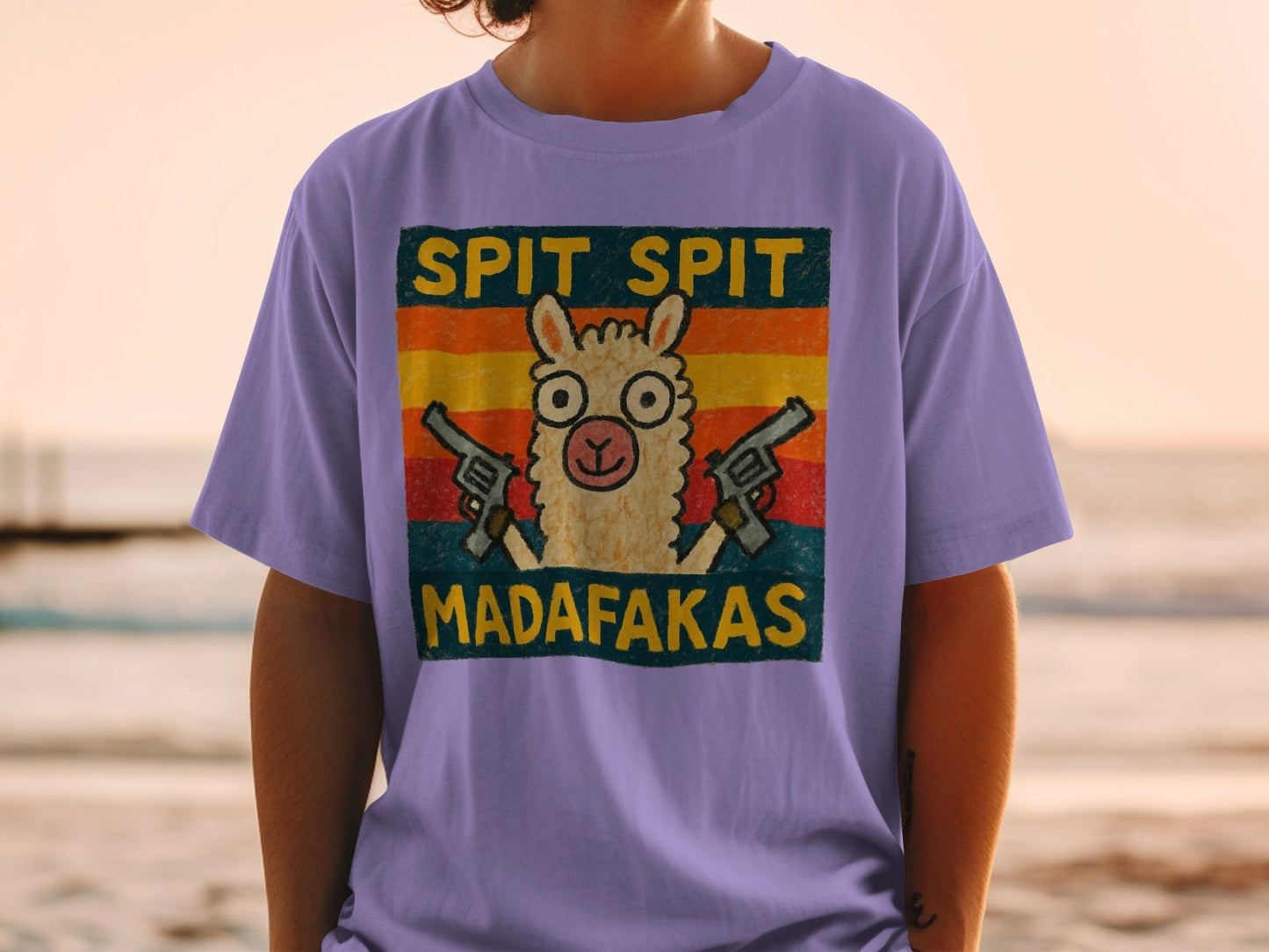 Funny Llama T-Shirt, Spit Spit Madafakas Tee, Novelty Animal Shirt, Retro Style T-Shirt, Gift for Llama Lovers, Trending Design Tee - IconVexa