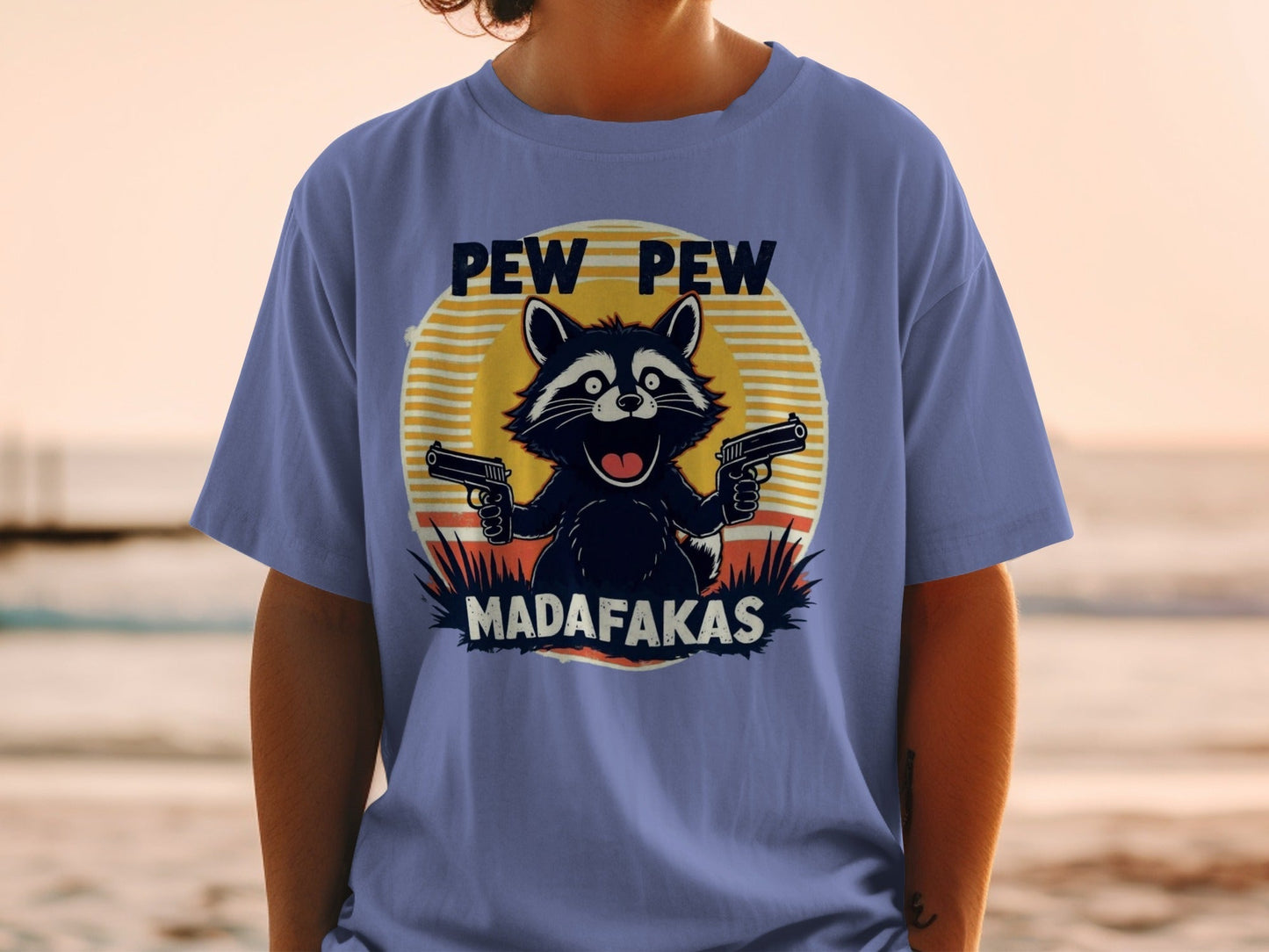 Funny Raccoon T-Shirt, Pew Pew Madafakas Shirt, Graphic Tee, Animal Lover Gift, Sarcastic Tee, Trendy T-Shirt, Humor T-Shirt, Gift for Her - IconVexa
