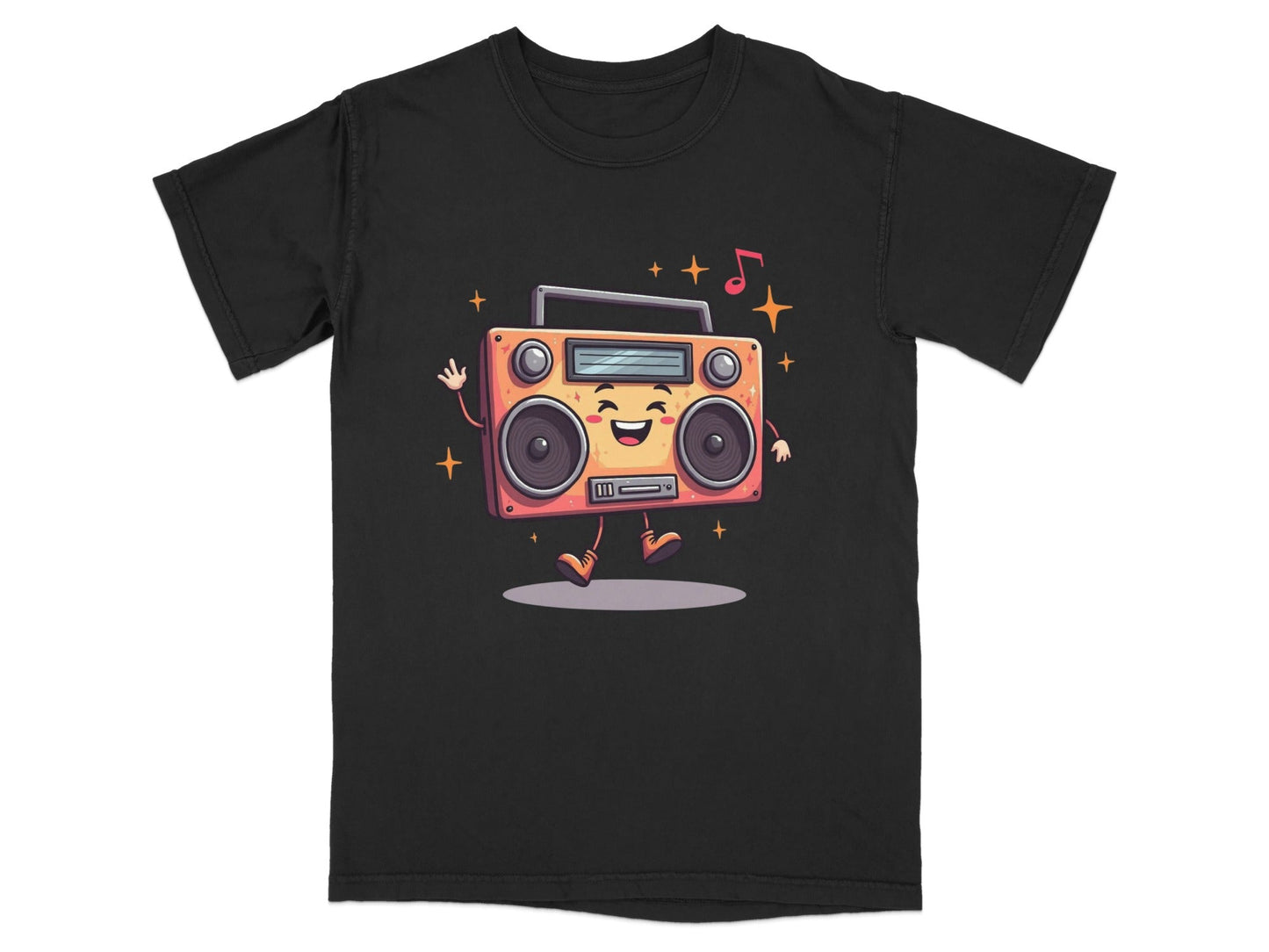 Happy Radio Speaker with Musical Notes Cute T-Shirt - IconVexa