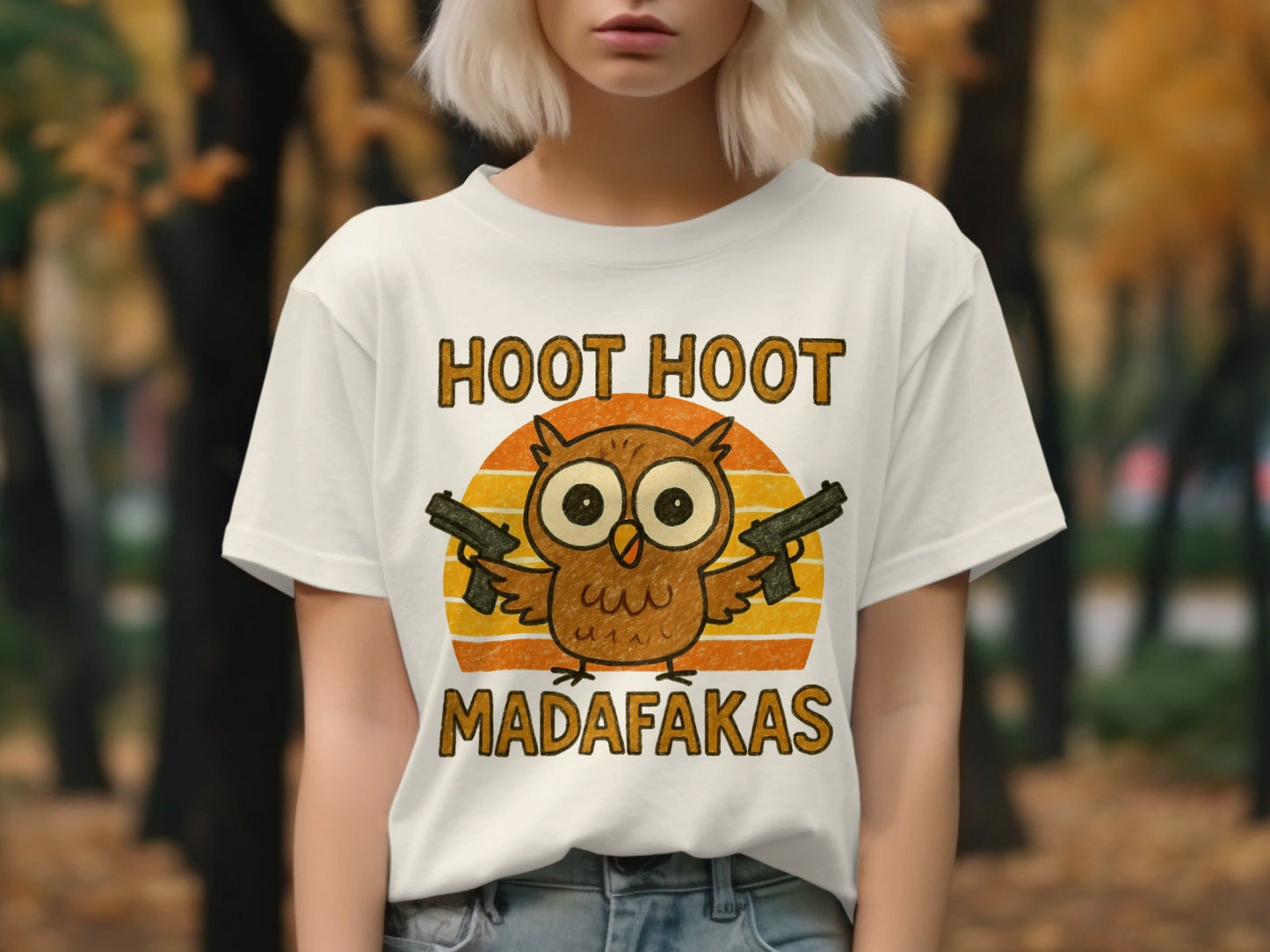 Hoot Hoot Madafakas Tee, Funny Owl T-Shirt, Gun Shirt, Animal Shirt, Sarcastic T-Shirt, Graphic Tee, Novelty Shirt, Trendy Tee - IconVexa