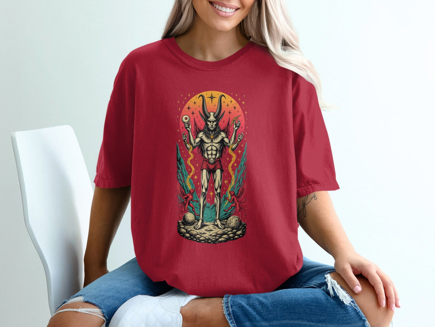 Mystic Demon Illustration Unique Graphic Design T-Shirt - IconVexa
