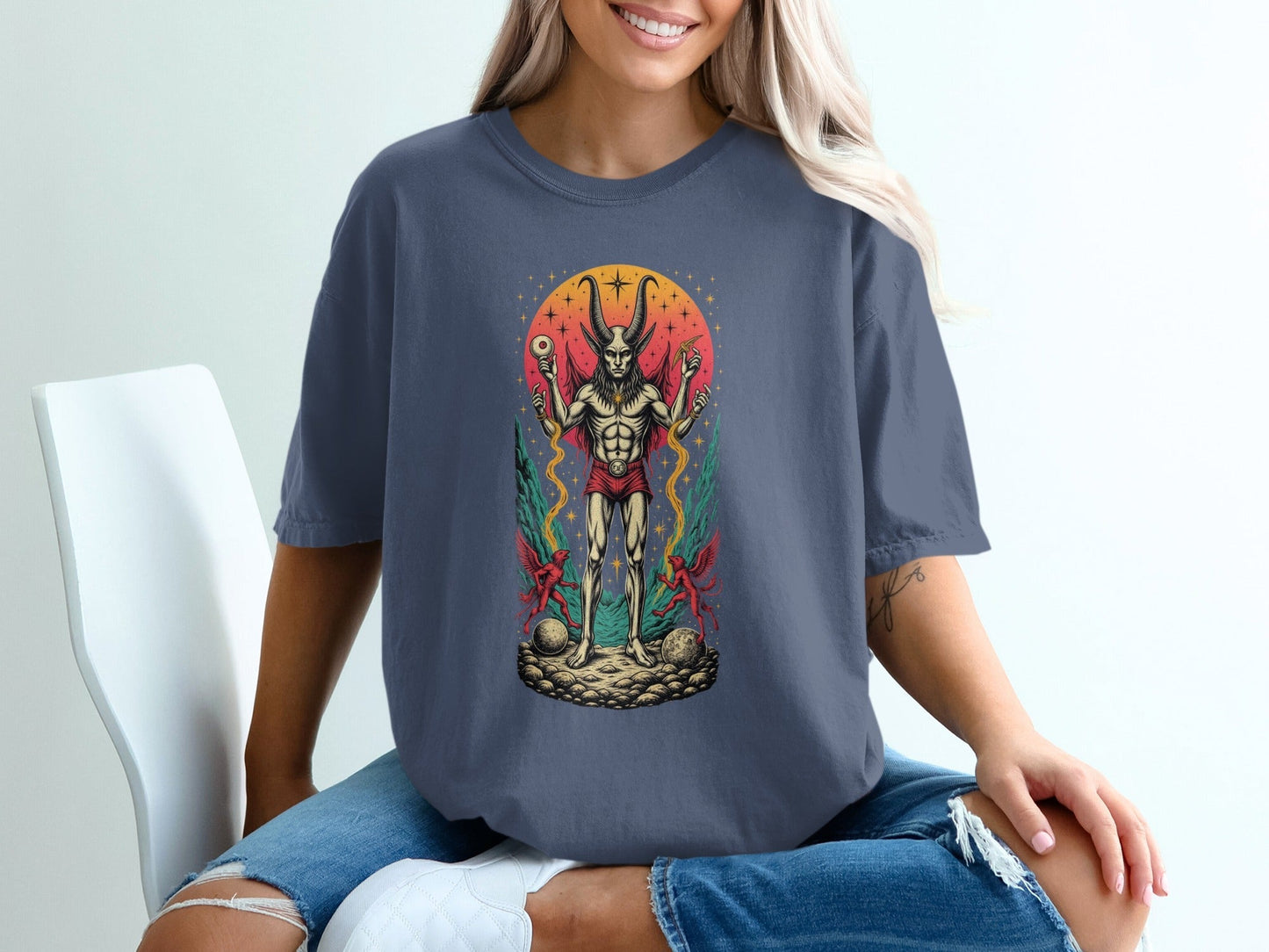 Mystic Demon Illustration Unique Graphic Design T-Shirt - IconVexa