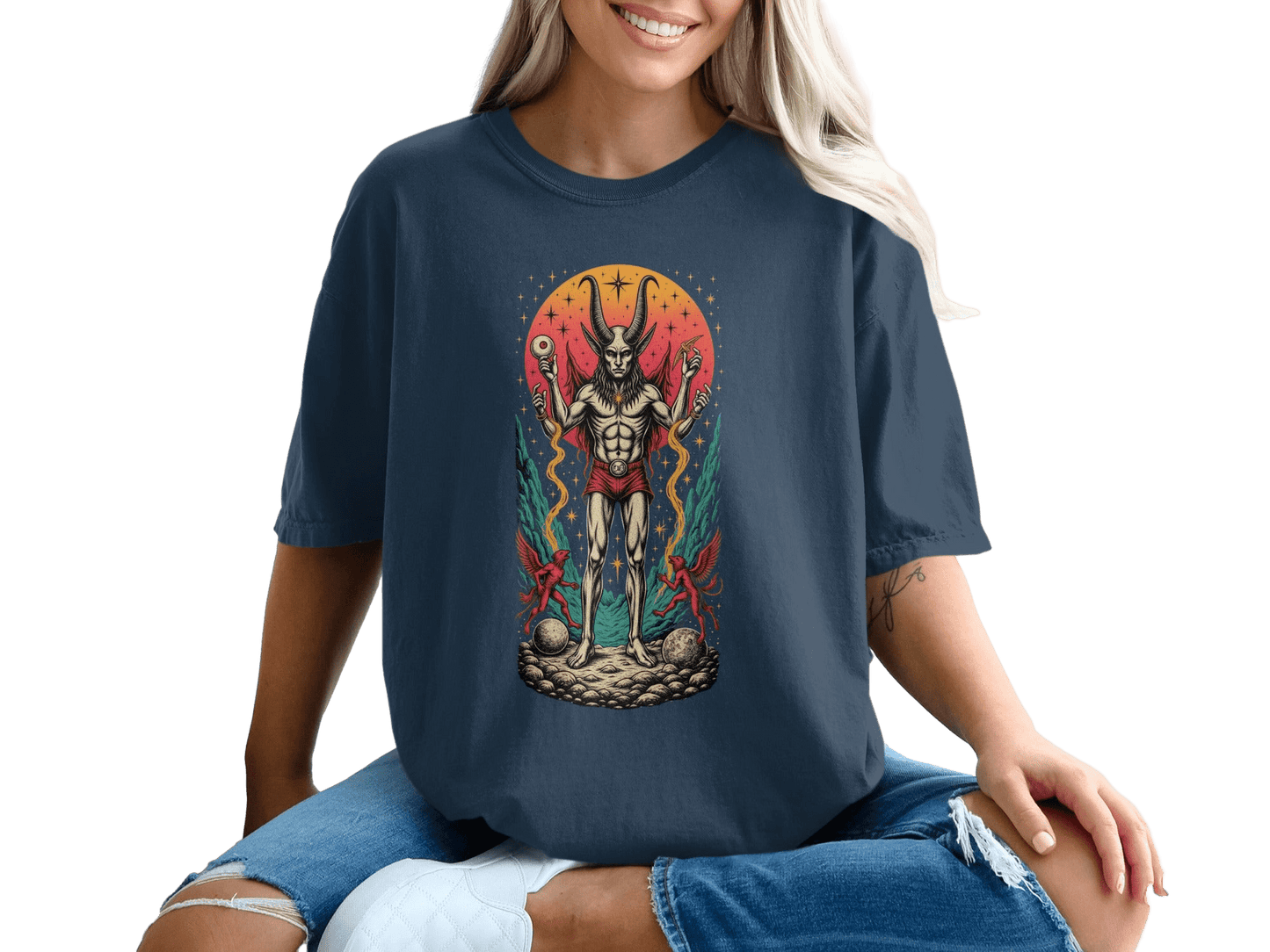 Mystic Demon Illustration Unique Graphic Design T-Shirt - IconVexa