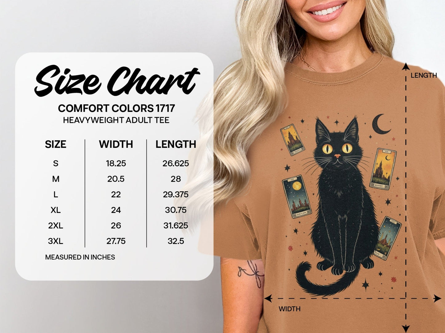 Mystical Black Cat Tarot Cards Graphic Novelty T-Shirt - IconVexa