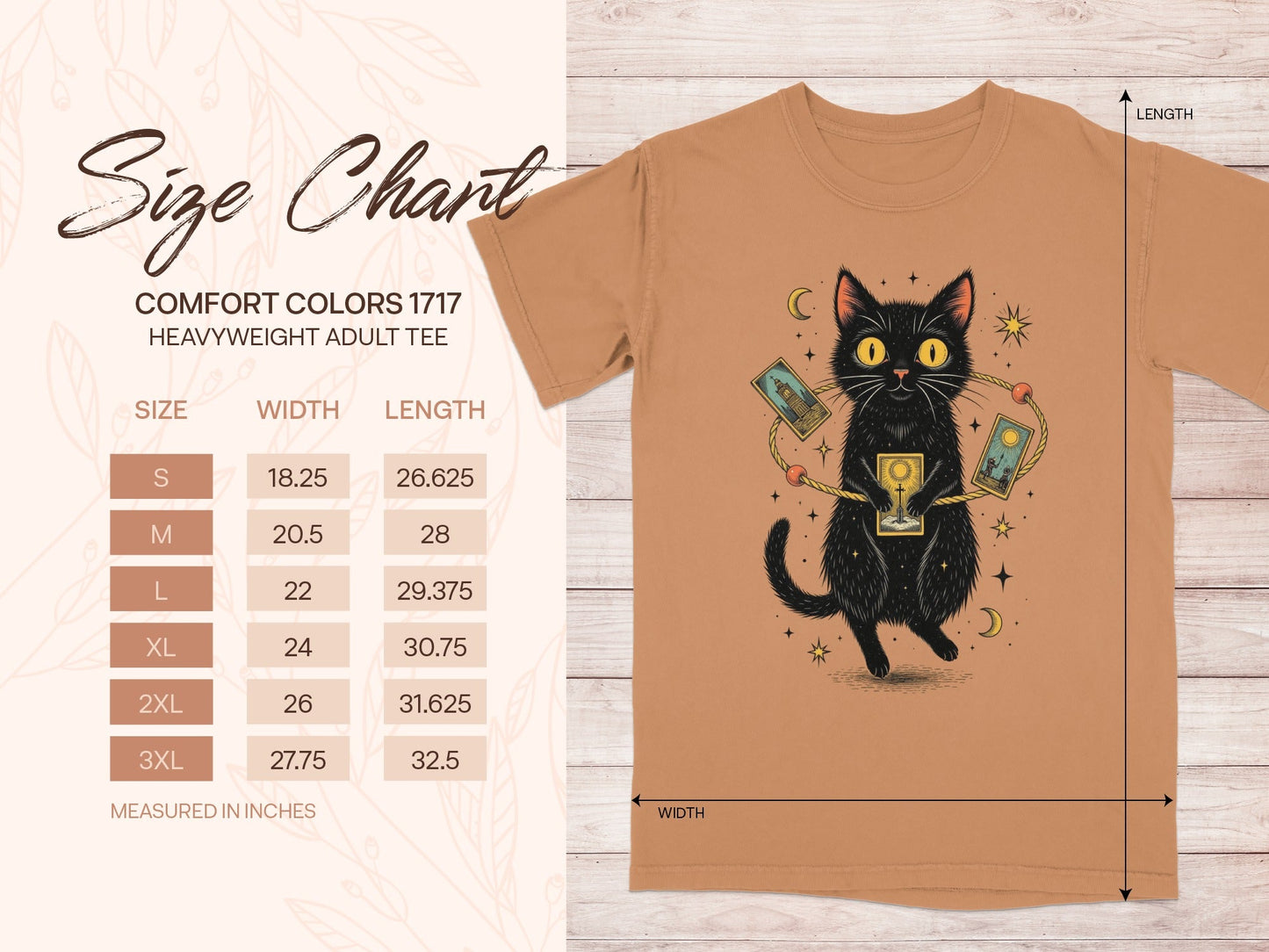 Mystical Cat with Tarot Cards Graphic Print T-Shirt - IconVexa