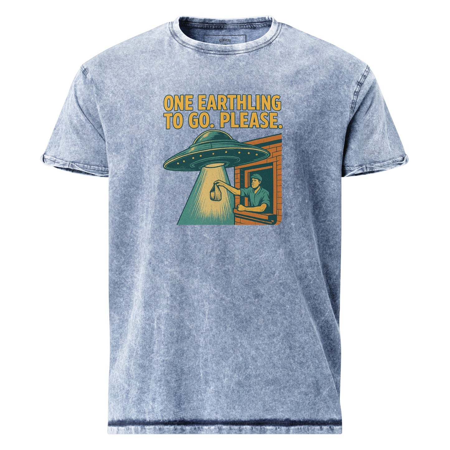 One Earthling To Go Tee | Funny UFO Shirt for Him | Retro Alien Takeout Graphic T-Shirt - IconVexa