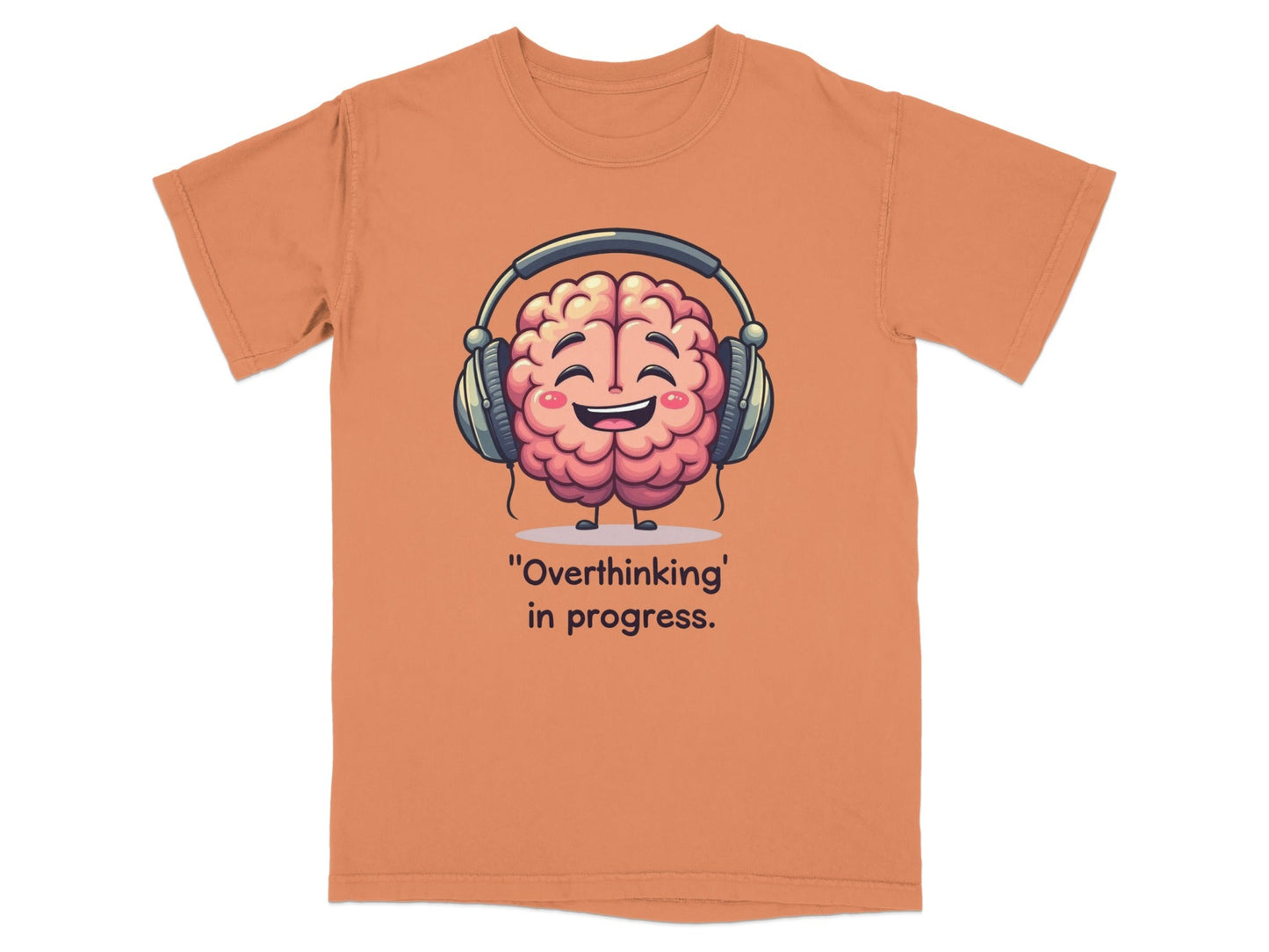 Overthinking in Progress Brain with Headphones Graphic T-Shirt - IconVexa